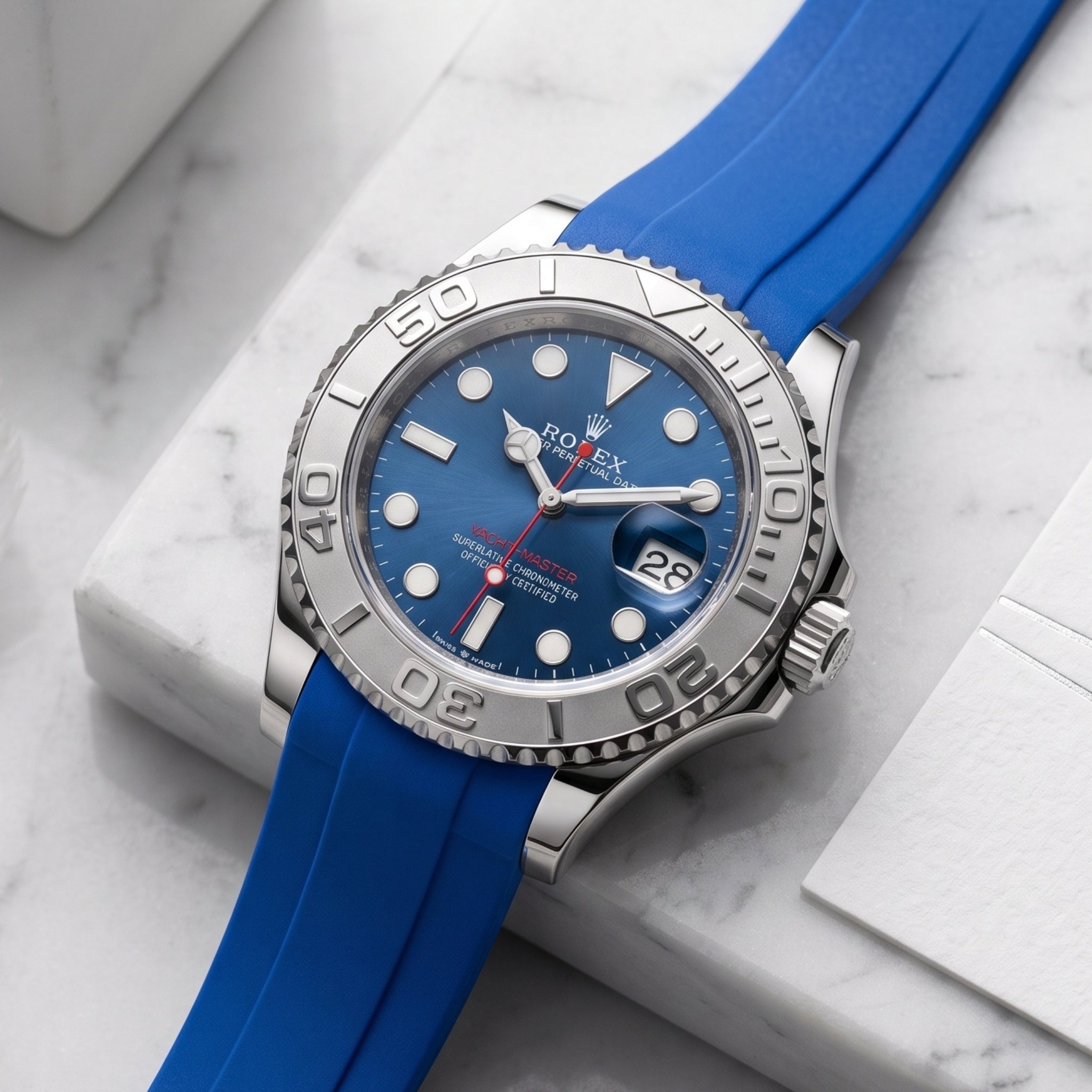 Faltschließe Kautschukarmband für Rolex Yacht-Master 40mm/42mm – Blau