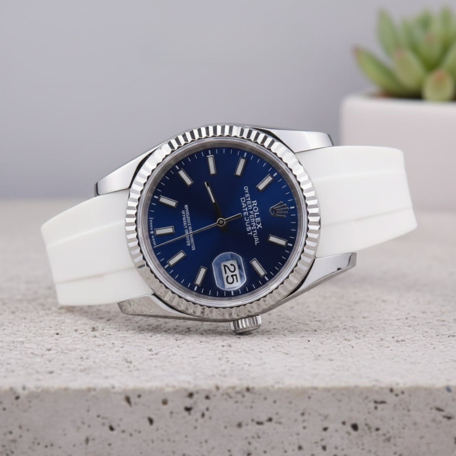 Faltschließe Kautschukarmband für Rolex Datejust 36 – Weiss - Helvetus DE