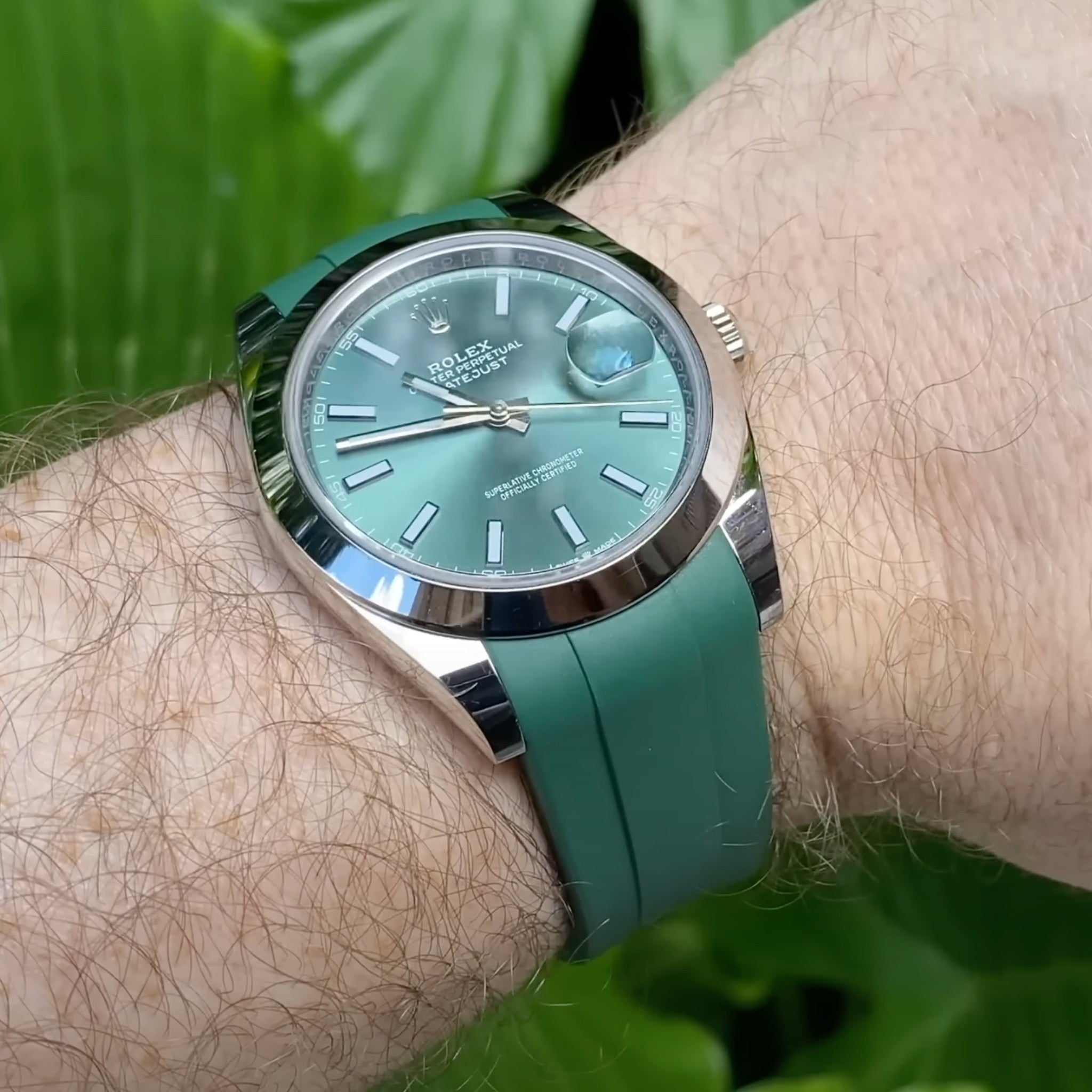 Faltschließe Kautschukarmband für Rolex Datejust 41mm – Grün - Helvetus DE