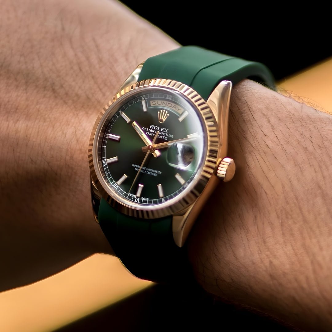 Faltschließe Kautschukarmband für Rolex Day - Date 36mm – Grün - Helvetus DE