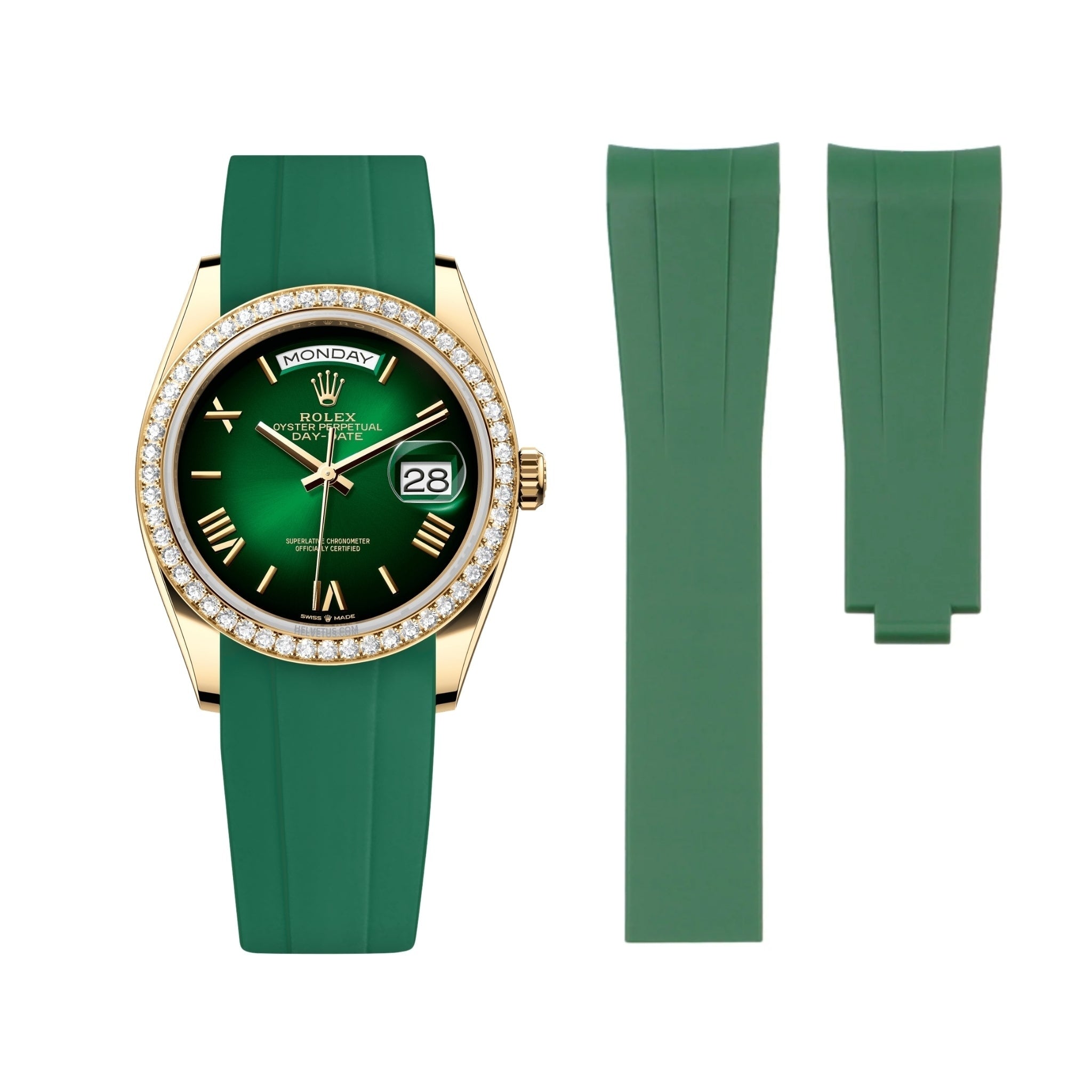 Faltschliesse Kautschukarmband für Rolex Day - Date 40mm – Grün - Helvetus DE