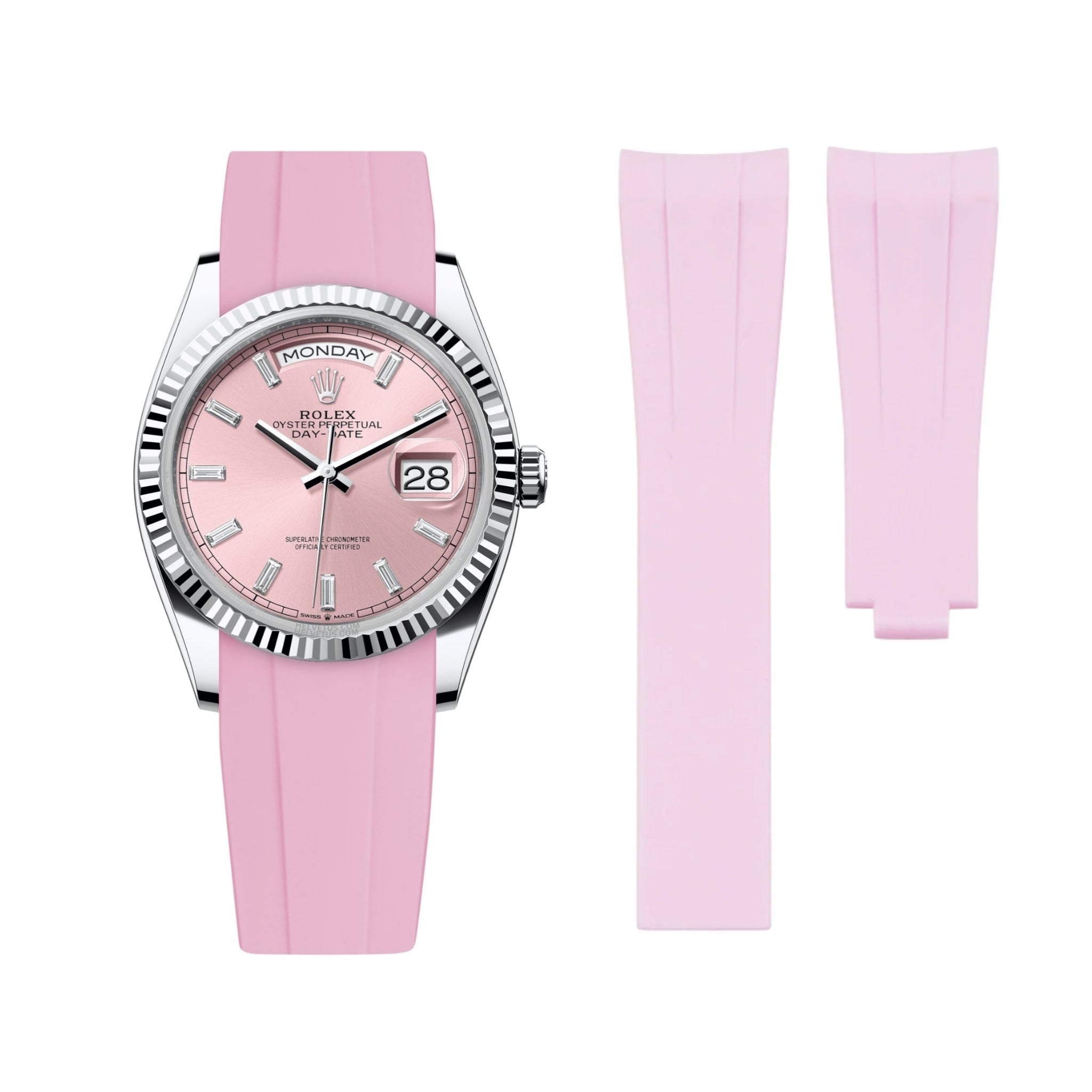 Faltschliesse Kautschukarmband für Rolex Day - Date 40mm – Pink - Helvetus DE