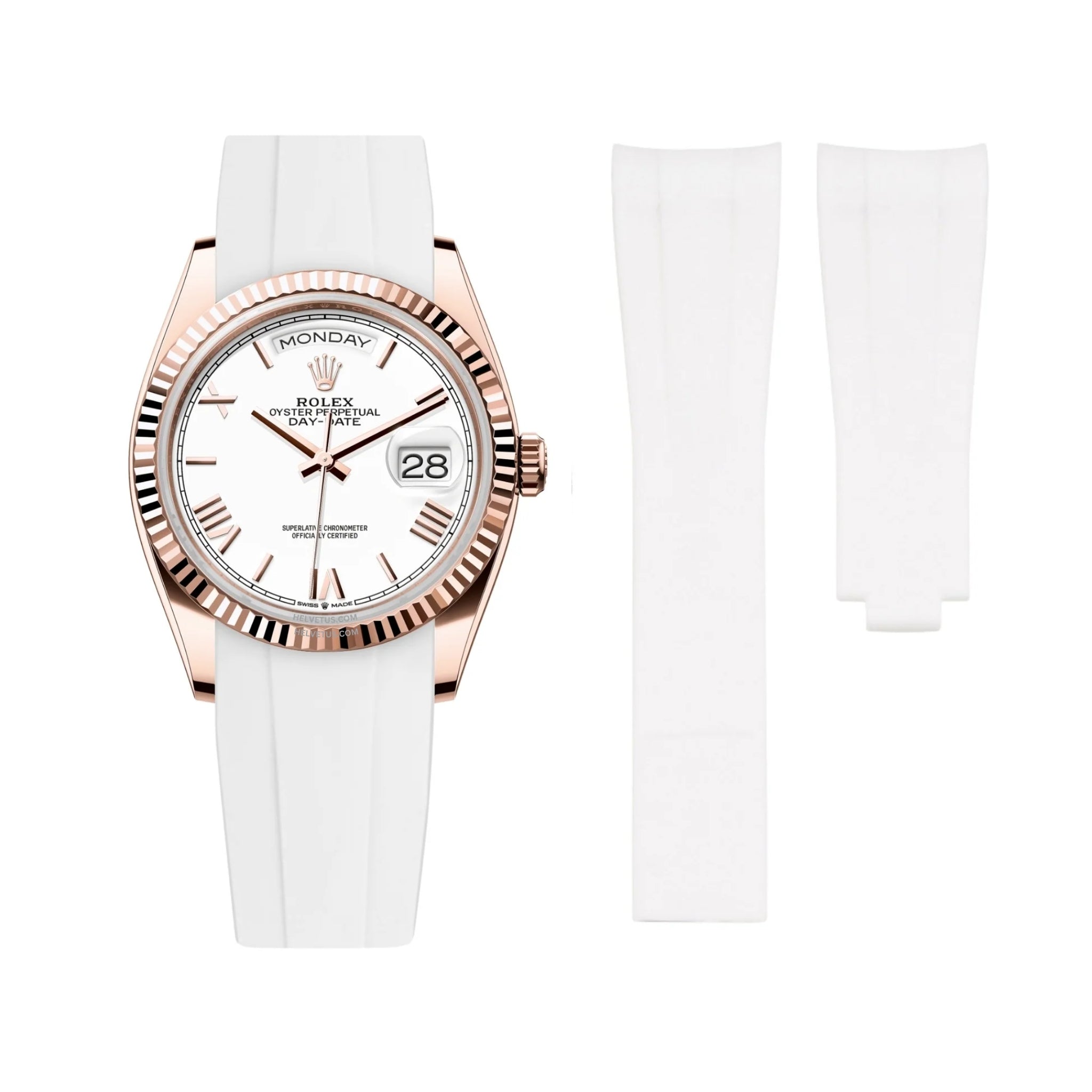 Faltschliesse Kautschukarmband für Rolex Day - Date 40mm – Weiss - Helvetus DE