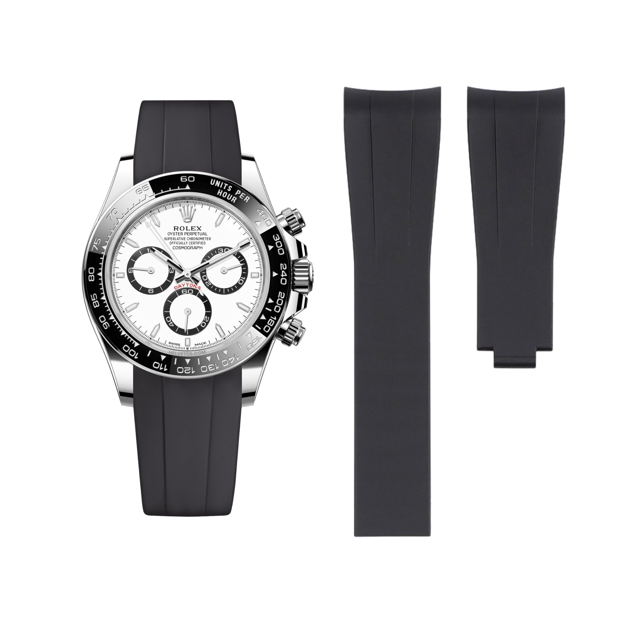 Faltschliesse Kautschukarmband für Rolex Daytona – Schwarz - Helvetus DE