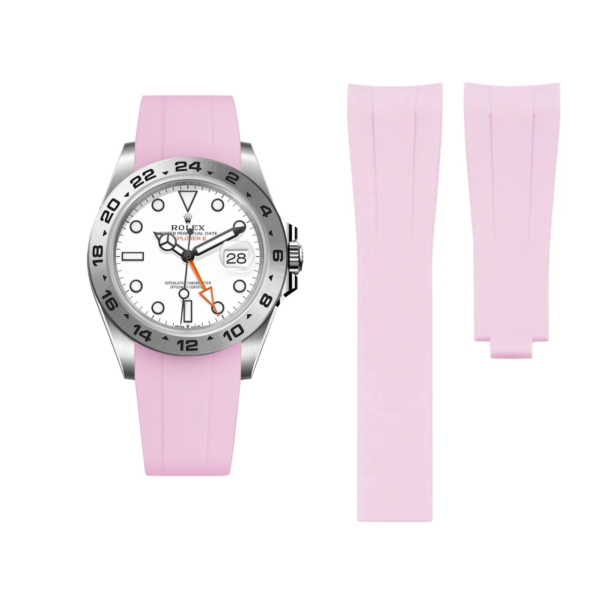 Faltschließe Kautschukarmband für Rolex Explorer II – Pink - Helvetus DE