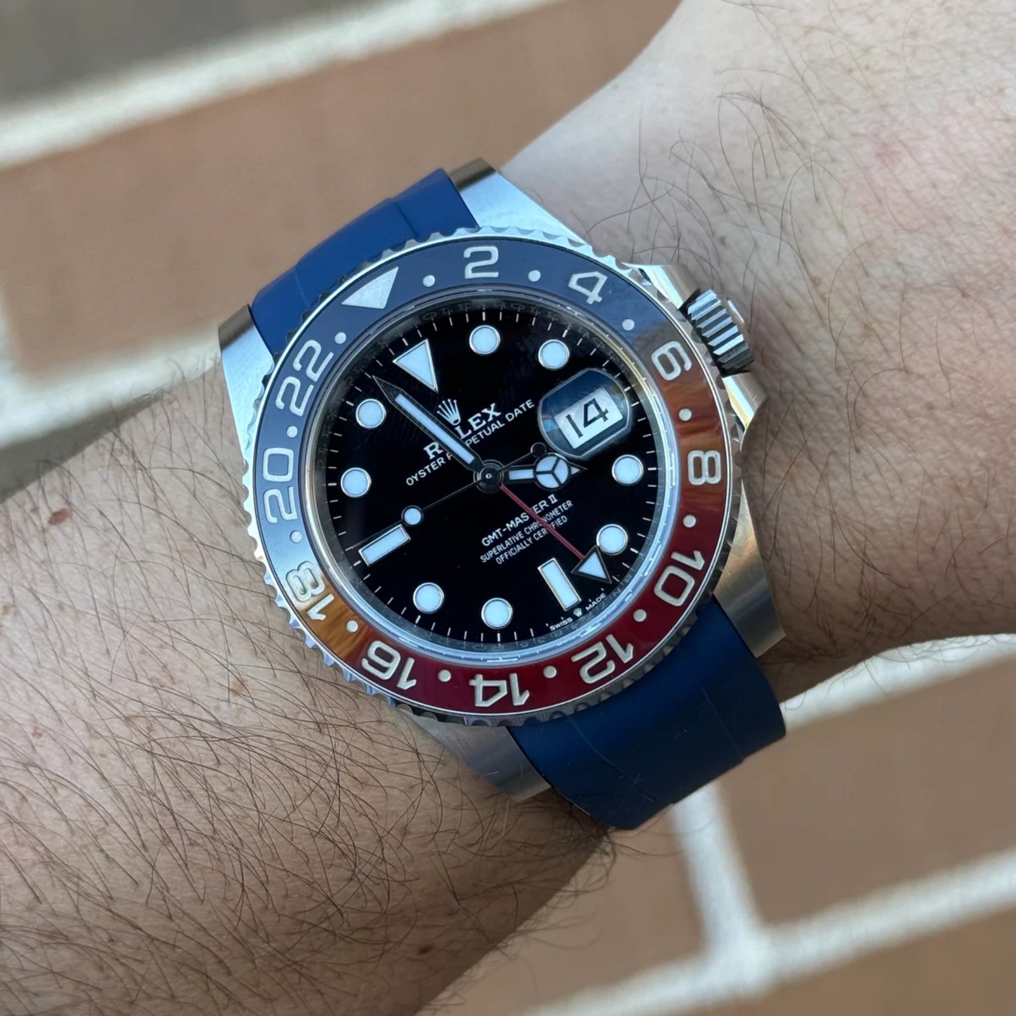 Faltschließe Kautschukarmband für Rolex GMT - Master II – Dunkel Blau - Helvetus DE