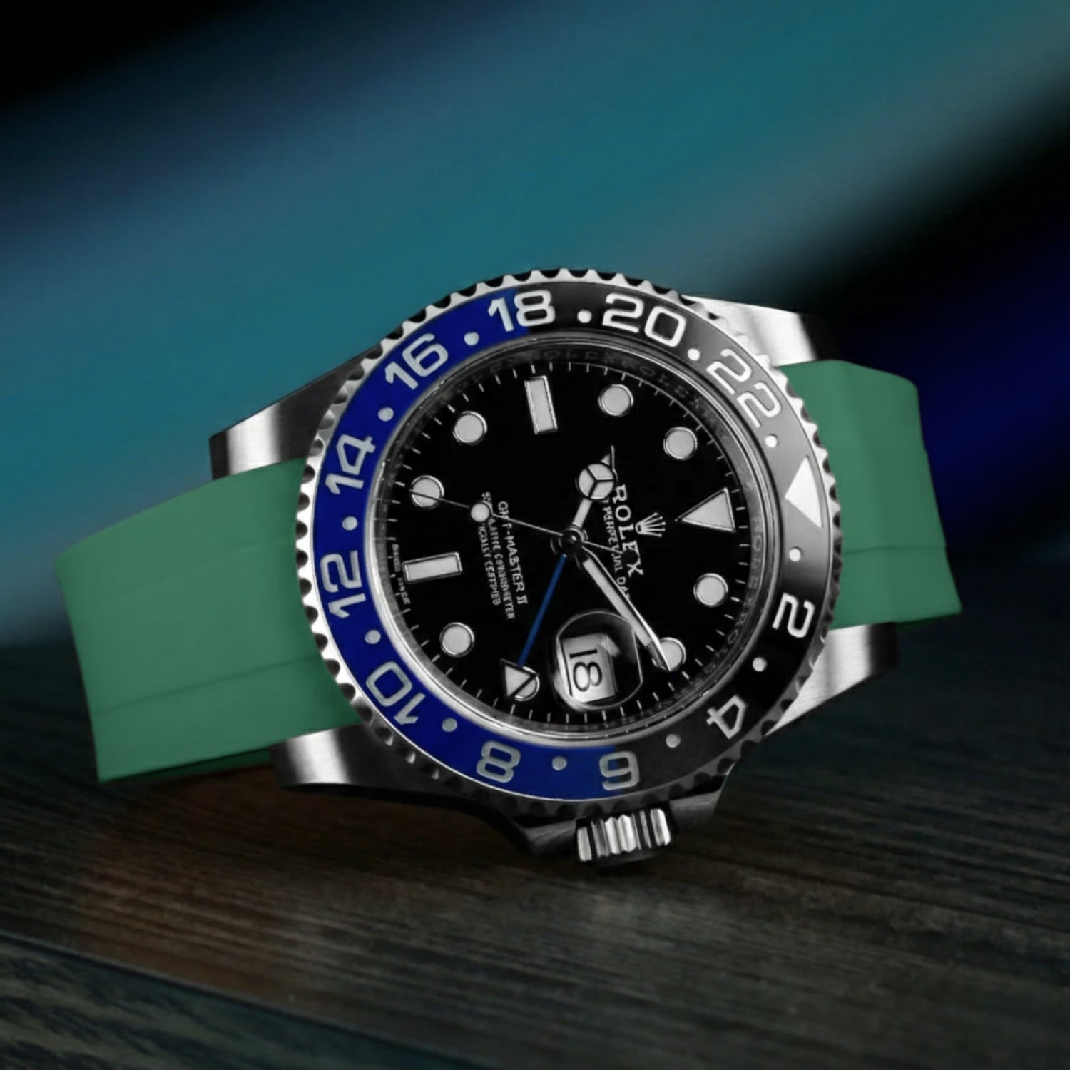Faltschließe Kautschukarmband für Rolex GMT - Master II – Grün - Helvetus DE