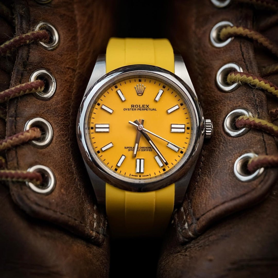 Faltschliesse Kautschukarmband für Rolex Oyster Perpetual 36mm – Gelb - Helvetus DE