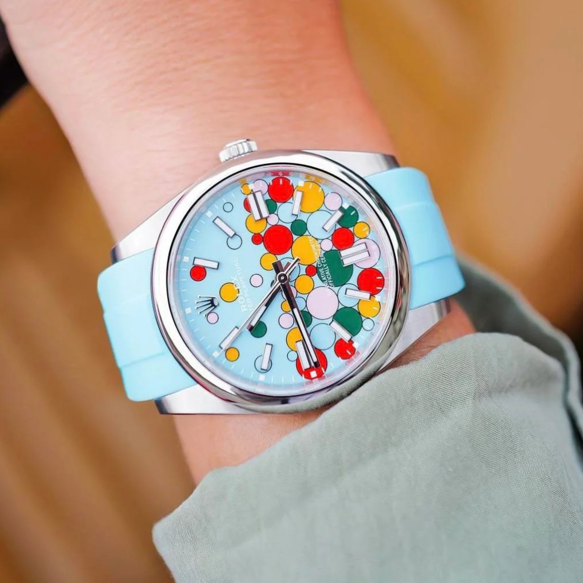 Faltschliesse Kautschukarmband für Rolex Oyster Perpetual 41mm – Baby Blau - Helvetus DE