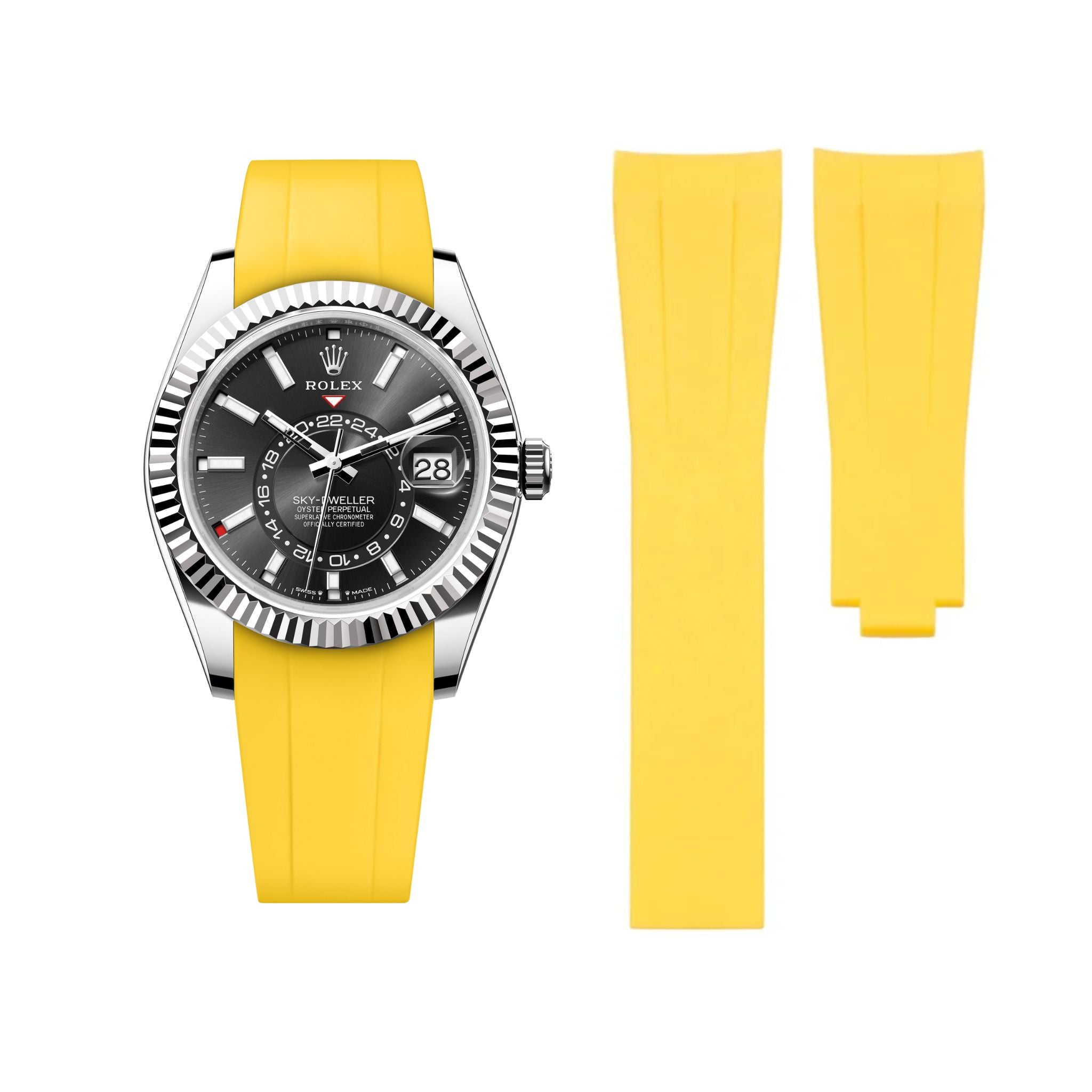 Faltschliesse Kautschukarmband für Rolex Sky - Dweller – Gelb - Helvetus DE