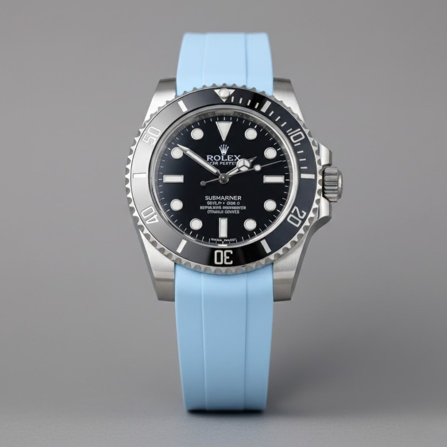 Faltschliesse Kautschukarmband für Rolex Submariner – Baby Blau - Helvetus DE