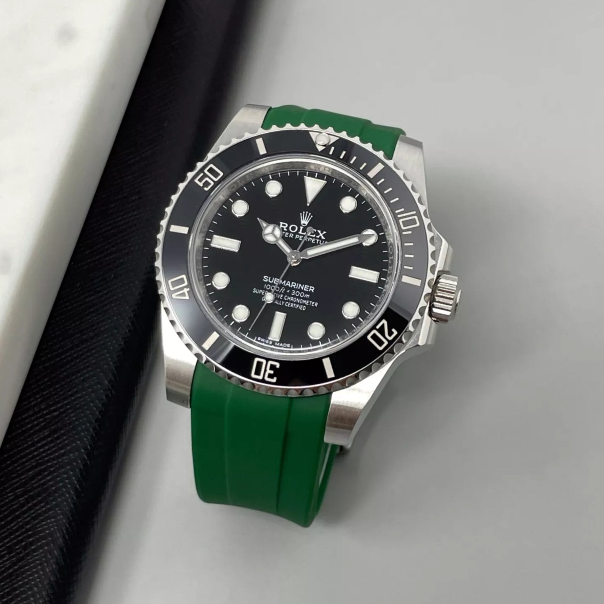 Faltschliesse Kautschukarmband für Rolex Submariner – Grün - Helvetus DE