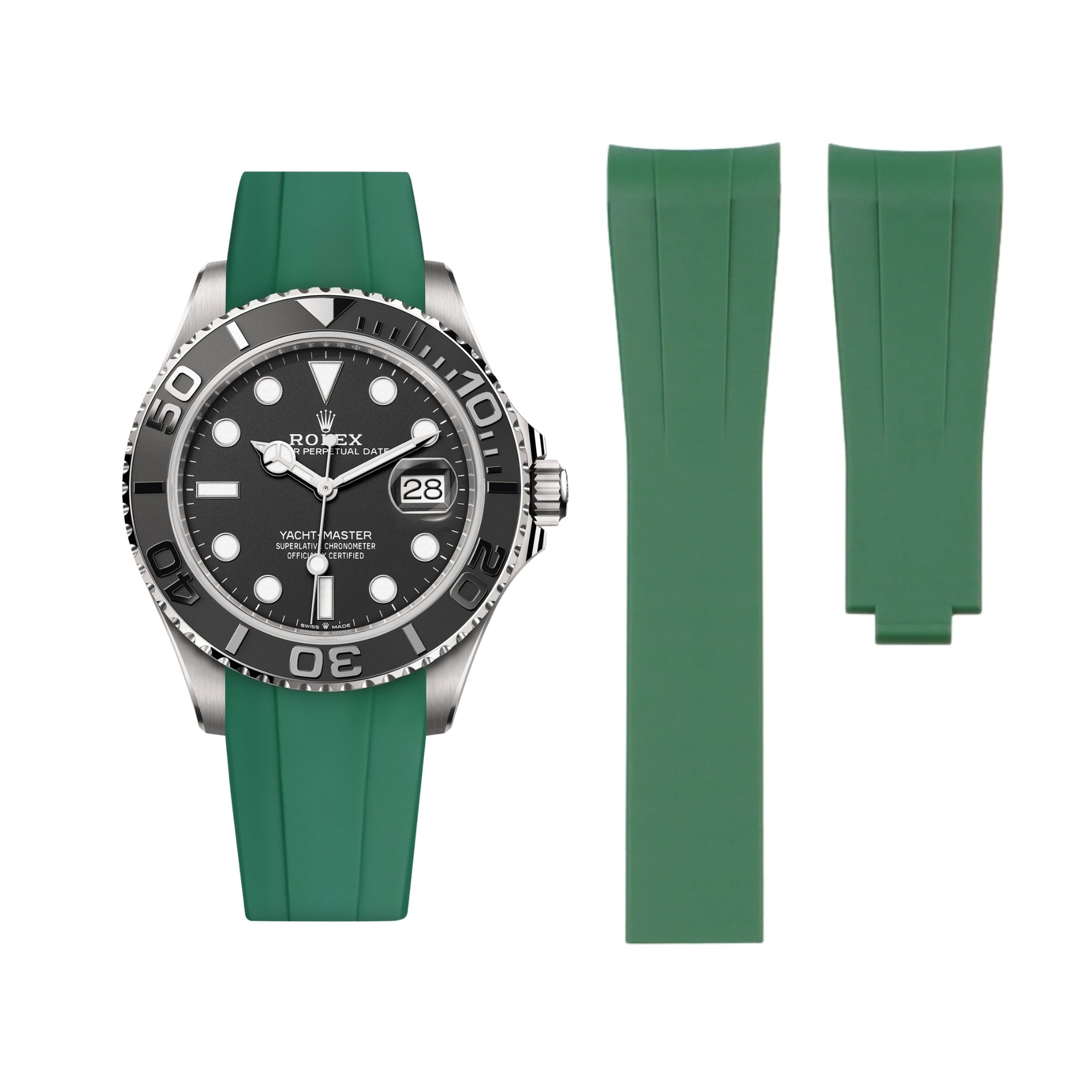 Faltschließe Kautschukarmband für Rolex Yacht - Master 40mm/42mm – Grün - Helvetus DE