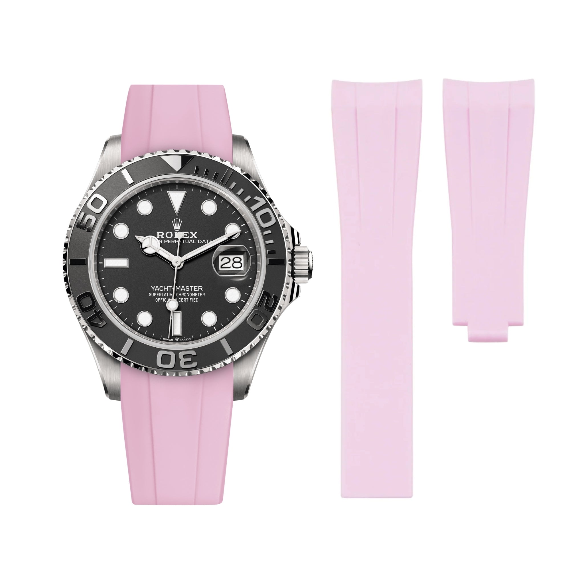 Faltschließe Kautschukarmband für Rolex Yacht - Master 40mm/42mm – Pink - Helvetus DE