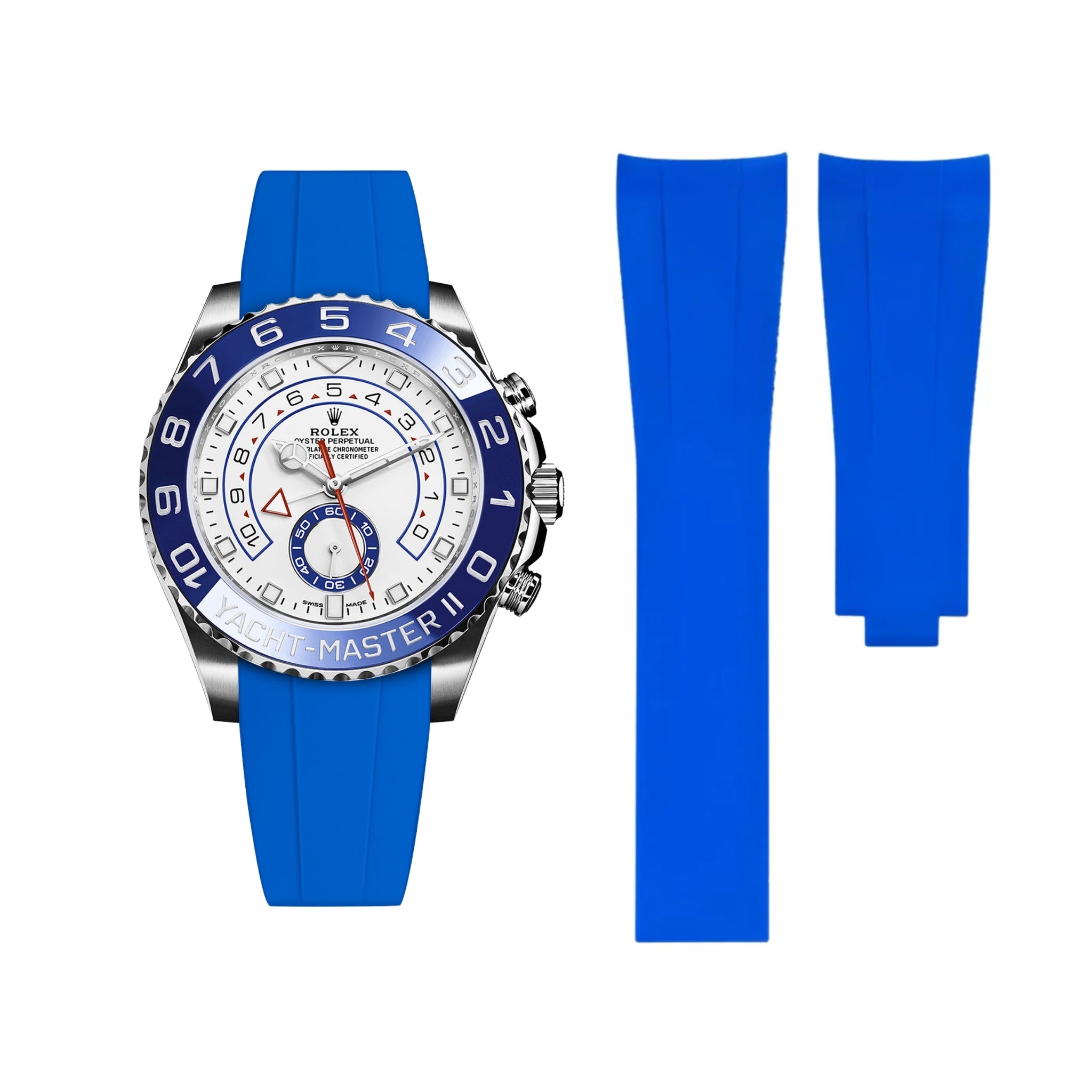 Faltschließe Kautschukarmband für Rolex Yacht - Master II – Blau - Helvetus DE