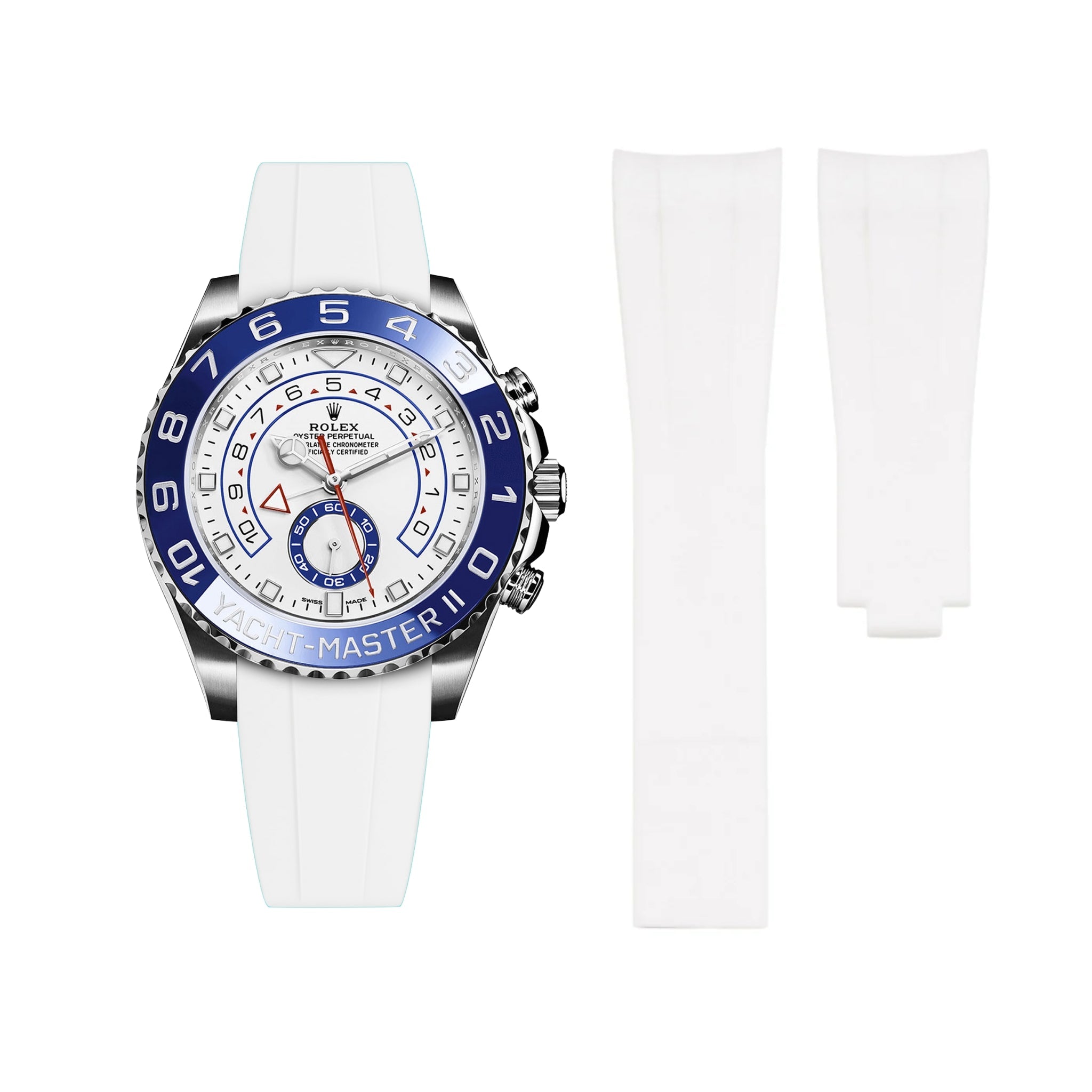 Faltschließe Kautschukarmband für Rolex Yacht - Master II – Weiss - Helvetus DE