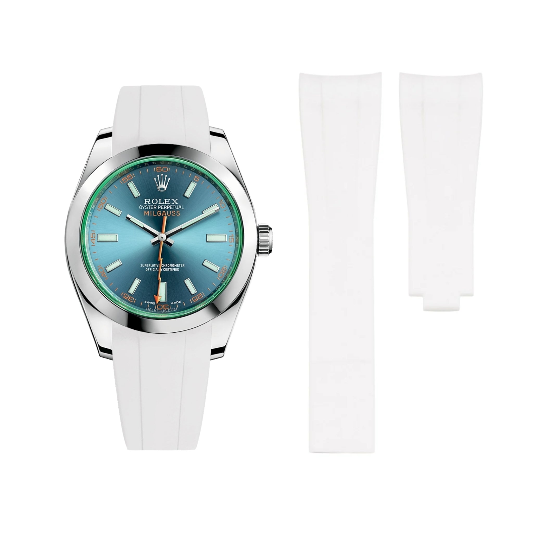 Faltschliessen Kautschukarmband für Rolex Milgauss in Weiss - Helvetus DE