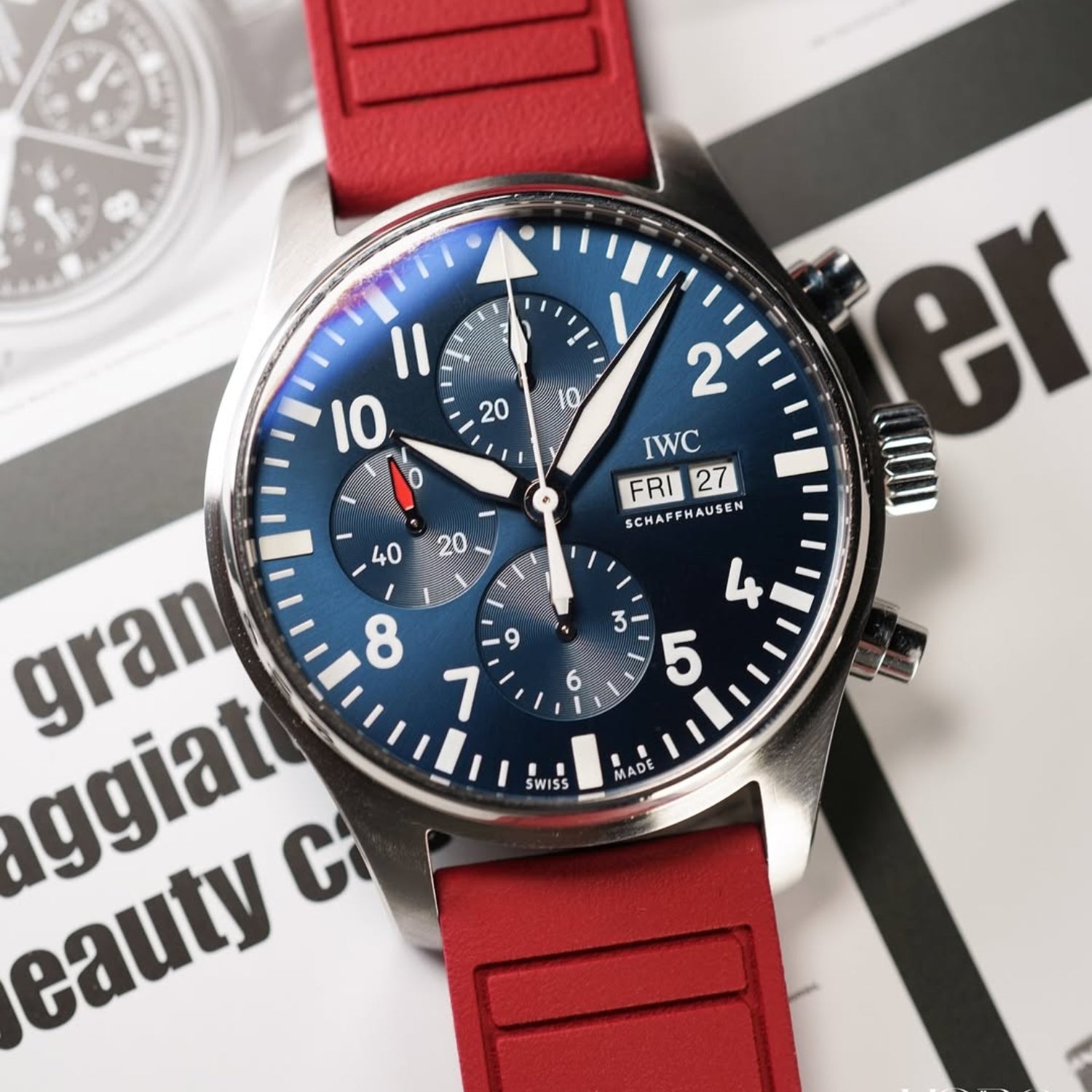 FKM Kautschukarmband – Für IWC Portugieser/Aquatimer/Alle Pilot Modelle/Portugieser/Portofino – Rot - Helvetus DE