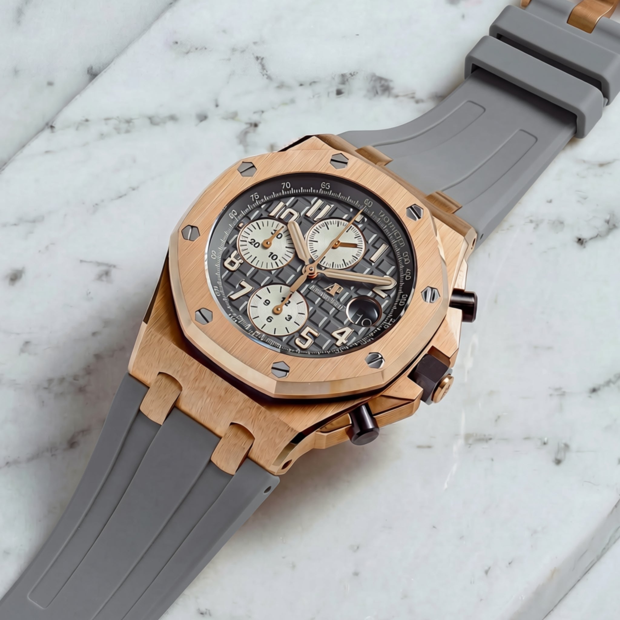 Kautschuk Armband - für alle Audemars Piguet Offshore 42mm - Grau - Helvetus