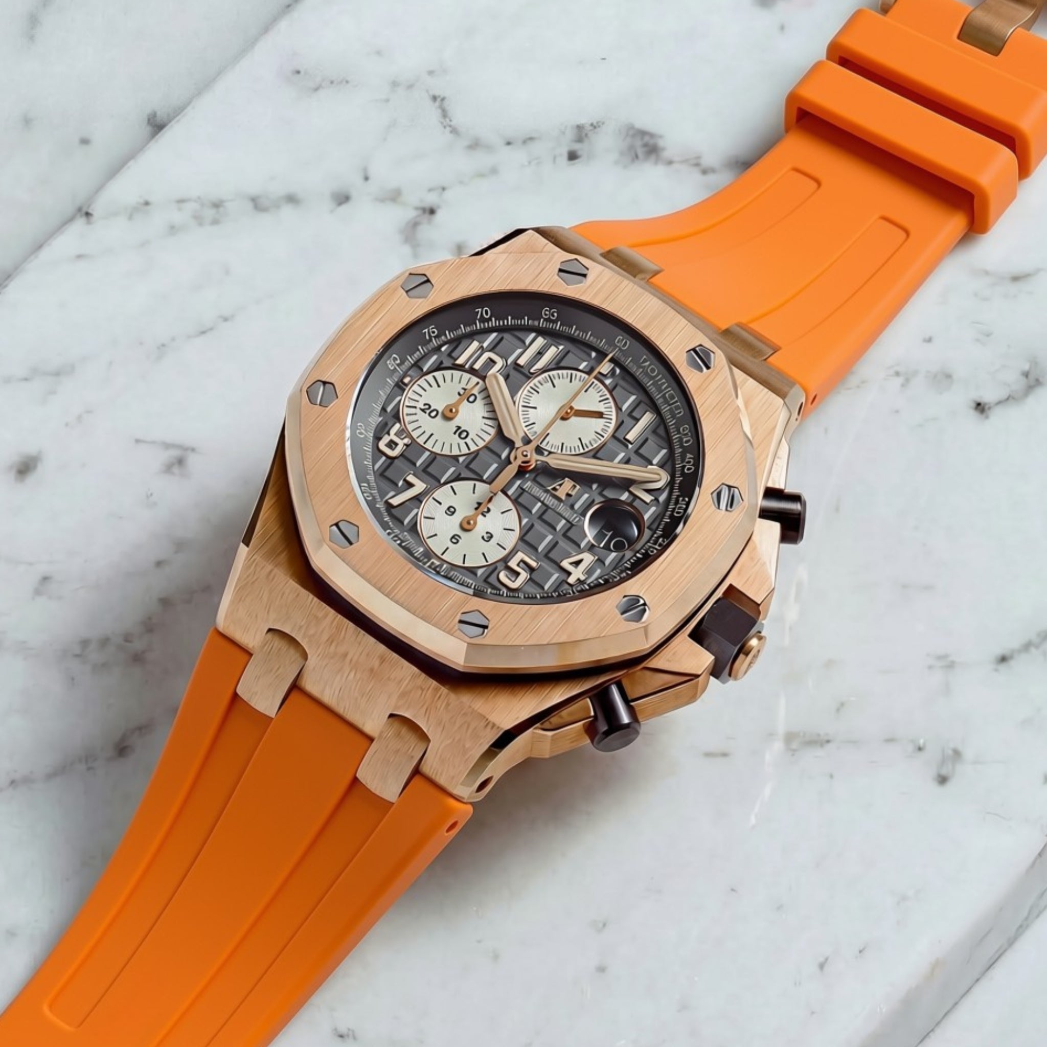 Kautschuk Armband - für alle Audemars Piguet Offshore 42mm - Orange - Helvetus
