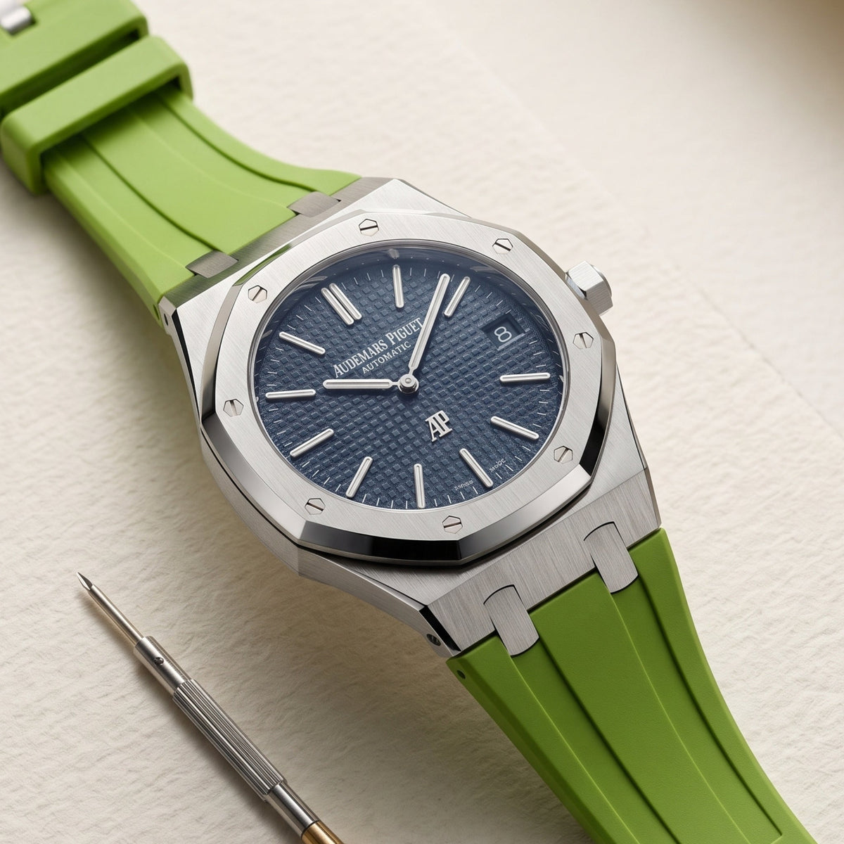 Kautschuk Armband - für alle Audemars Piguet Royal Oak 39mm - Hell Grün - Helvetus