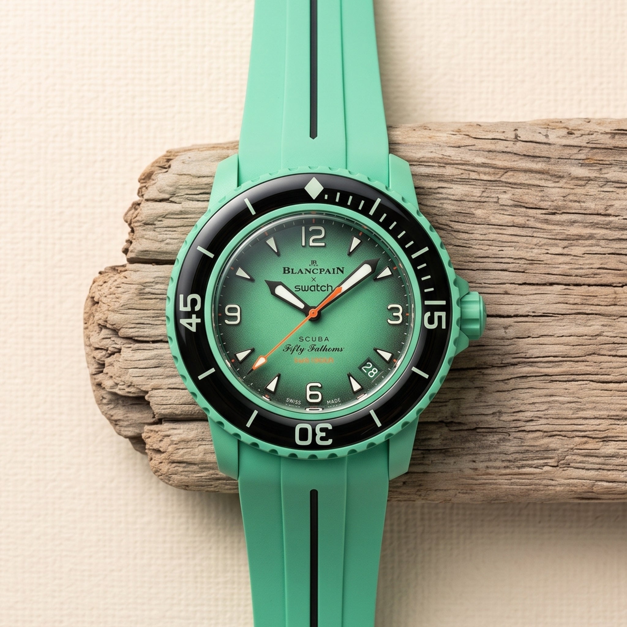 Kautschuk Armband für Blancpain X Swatch - Indian Ocean - LuxLine® - Grün/Schwarz - Helvetus