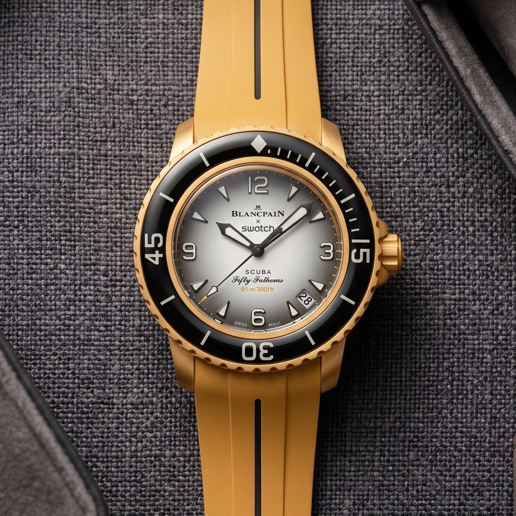 Kautschuk Armband für Blancpain X Swatch - Pacific Ocean - LuxLine® - Gelb/Schwarz - Helvetus