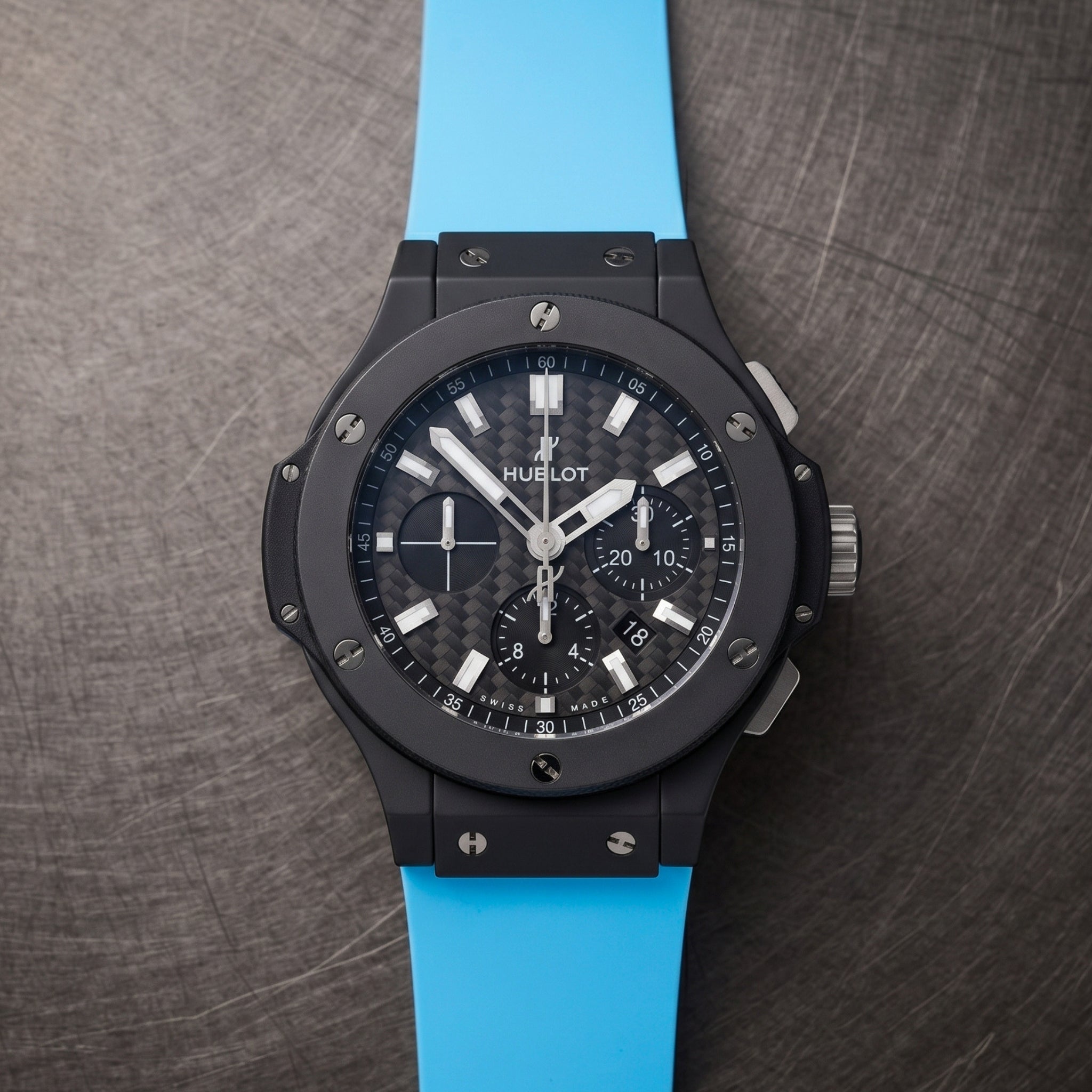 Kautschuk Armband – Für Hublot Big Bang 44mm – Hell Blau - Helvetus