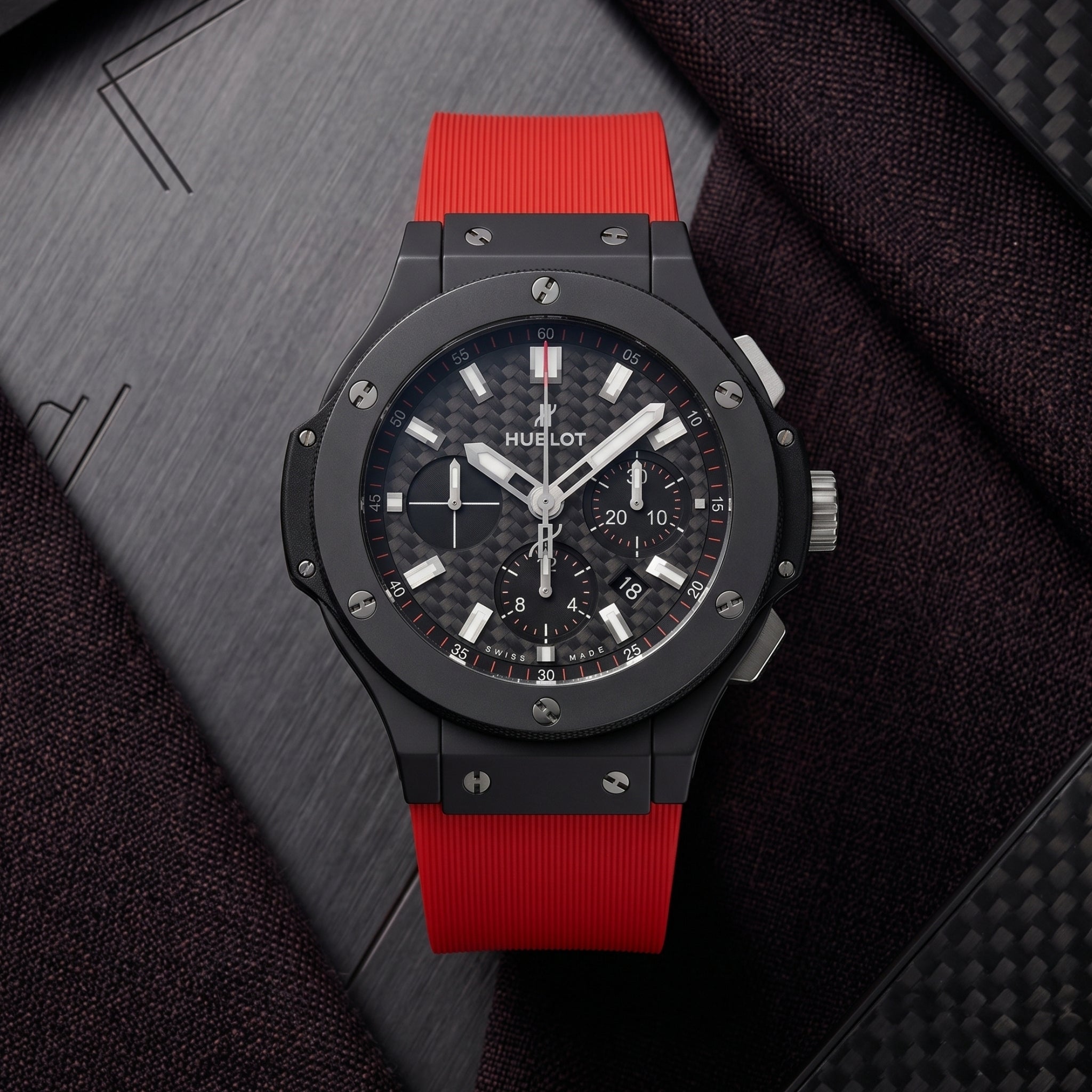 Kautschuk Armband – Für Hublot Big Bang 44mm – Rot - Helvetus