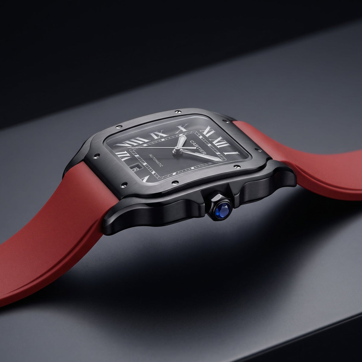Kautschuk Armband für Santos de Cartier Medium/Large – Rot – Quick Switch/Release - Helvetus