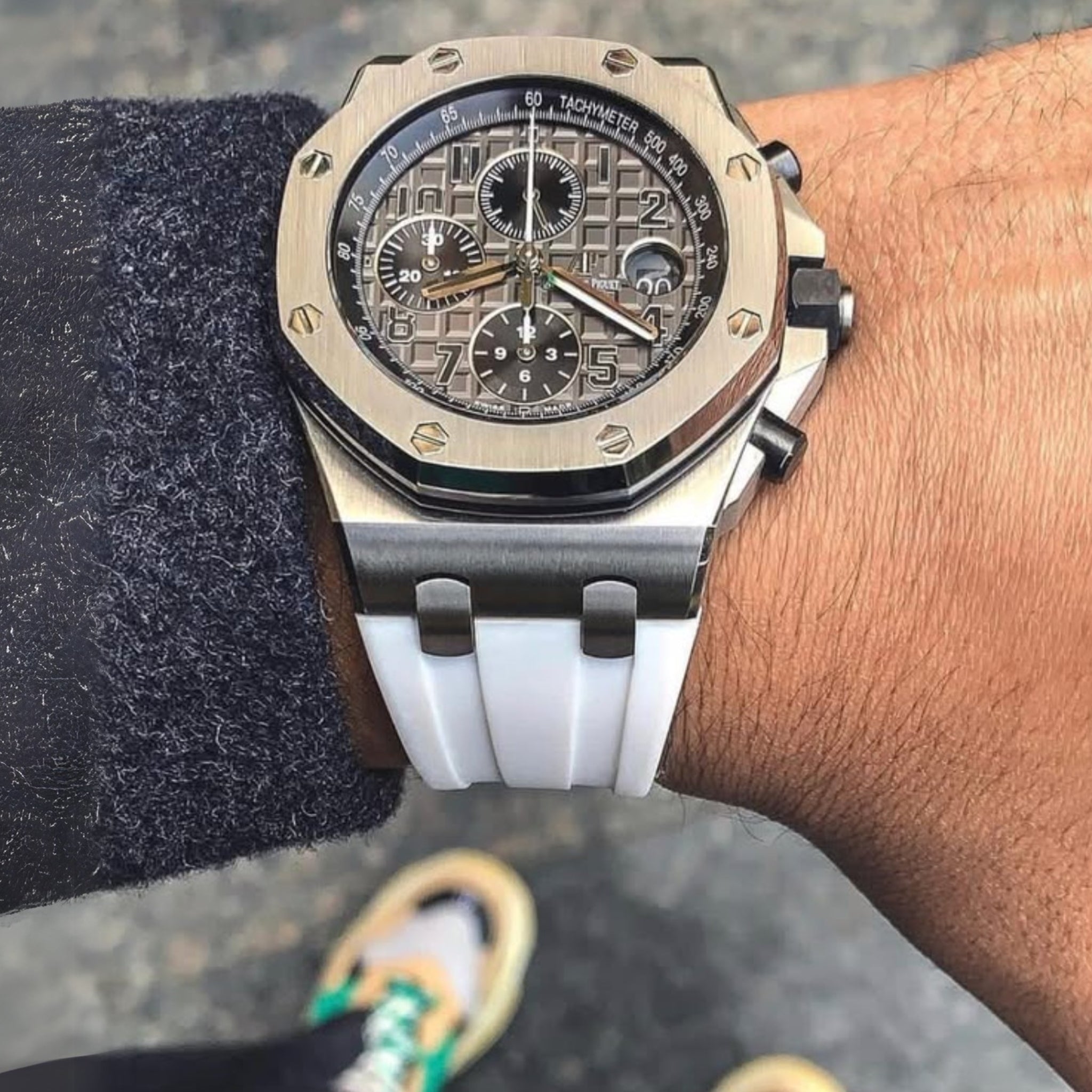 Kautschuk Armband - fur alle AP Offshore 44mm - Weiss - Helvetus DE