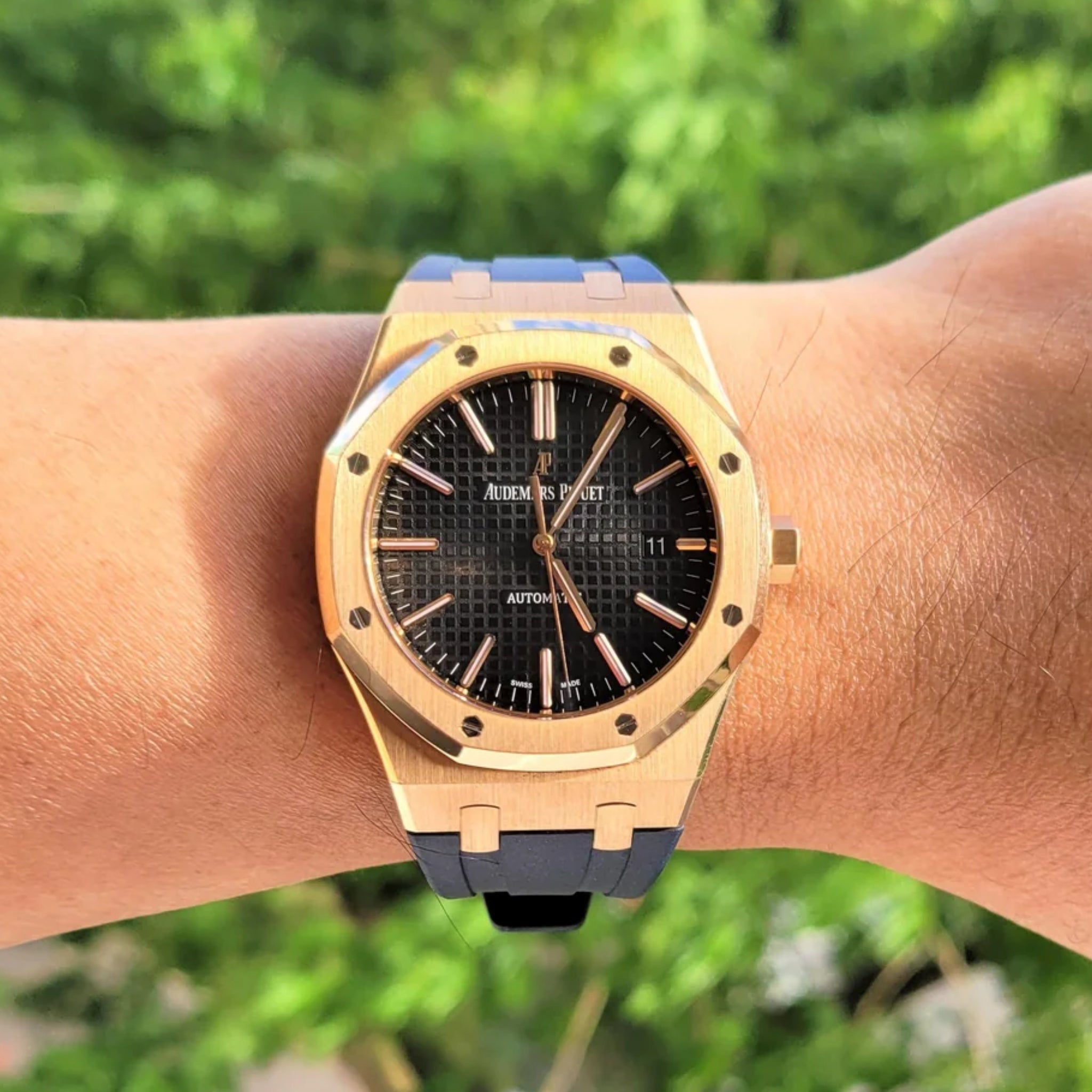 Kautschuk Armband - fur alle AP Royal Oak 41mm - Schwarz - Helvetus DE