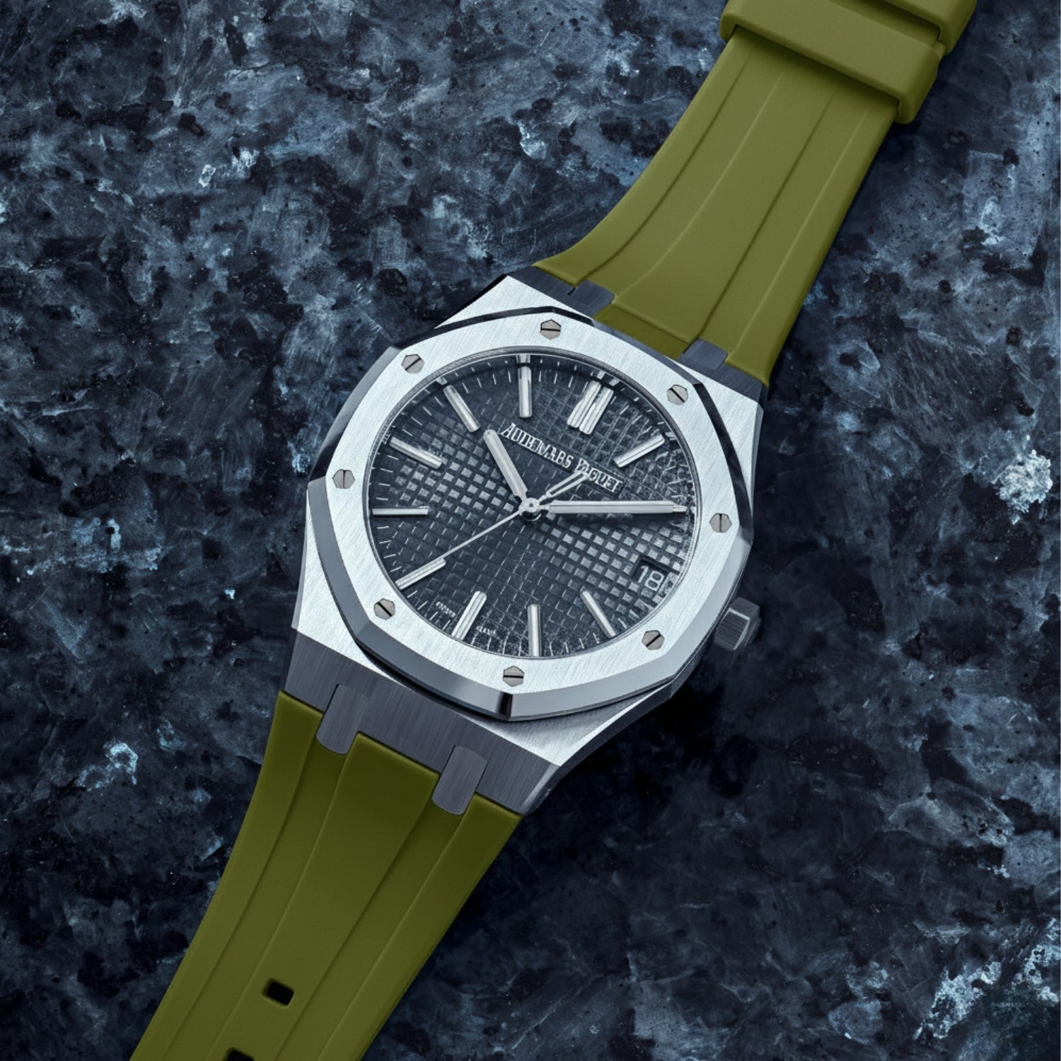 Kautschuk Armband - für alle Audemars Piguet Royal Oak 41mm - Olivgrün - Helvetus DE