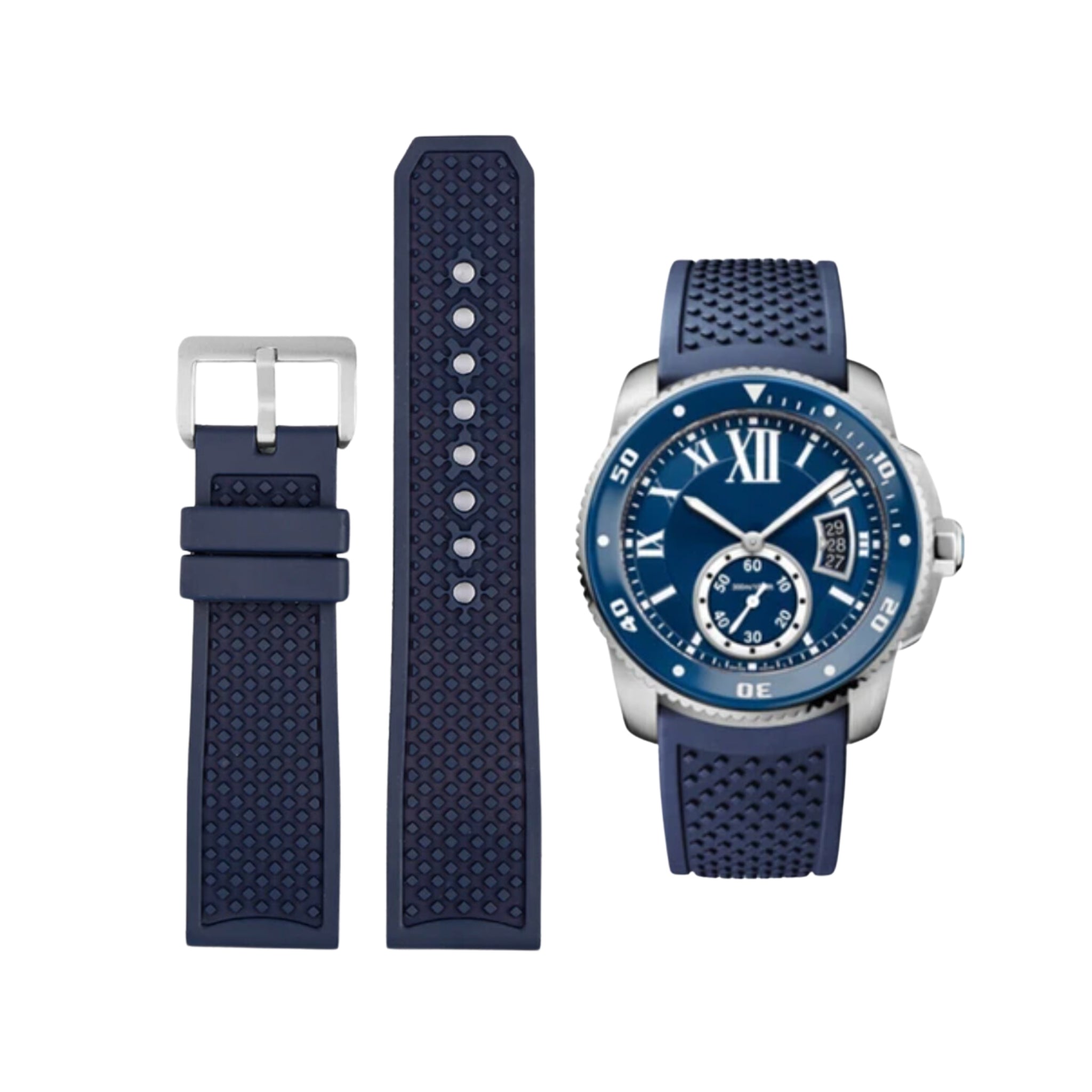 Kautschuk Armband für Cartier Calibre – Blau - Helvetus DE
