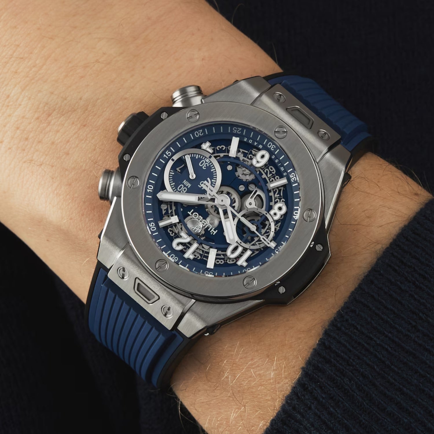 Kautschuk Armband – Für Hublot Big Bang 42mm – Blau - Helvetus DE
