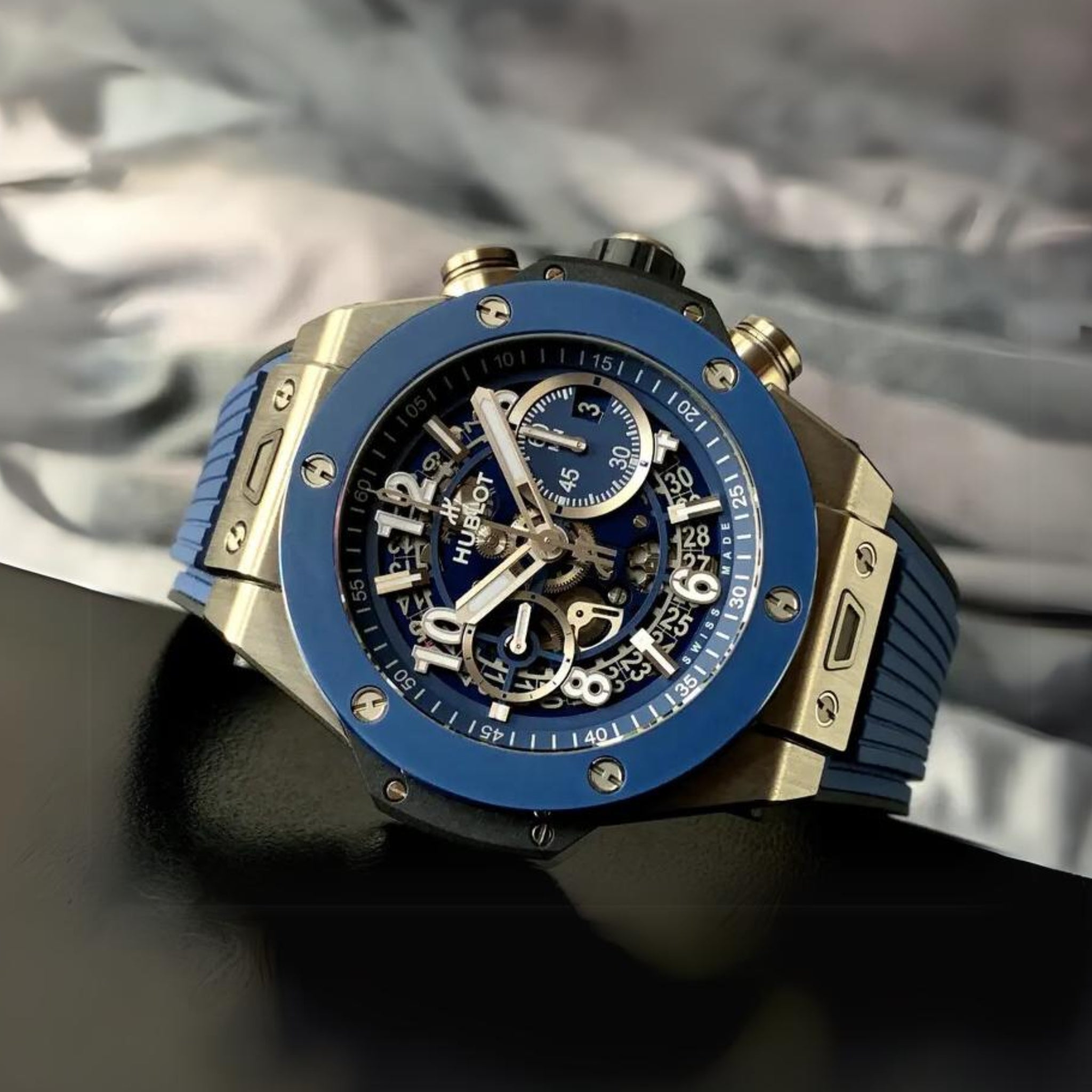 Kautschuk Armband – Für Hublot Big Bang 42mm – Blau - Helvetus DE