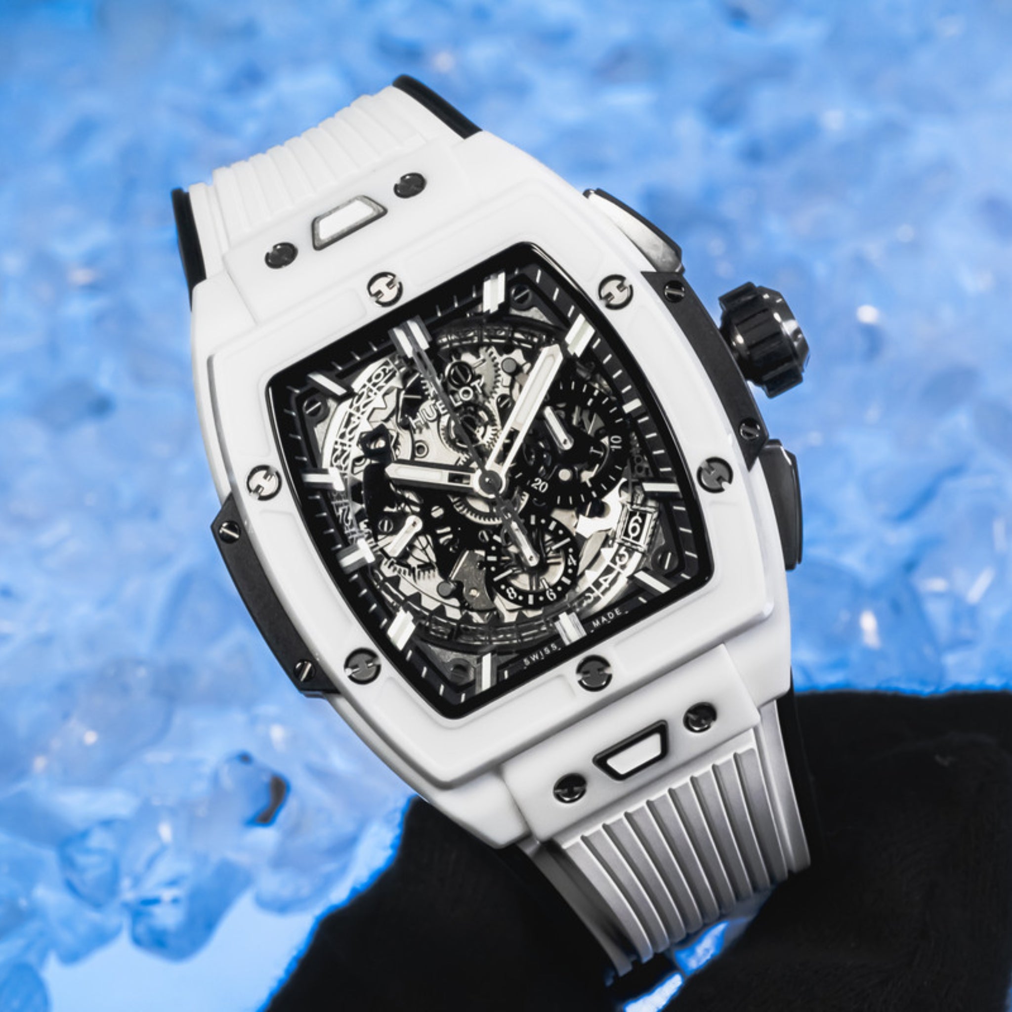 Kautschuk Armband – Für Hublot Big Bang 42mm – Weiss - Helvetus DE