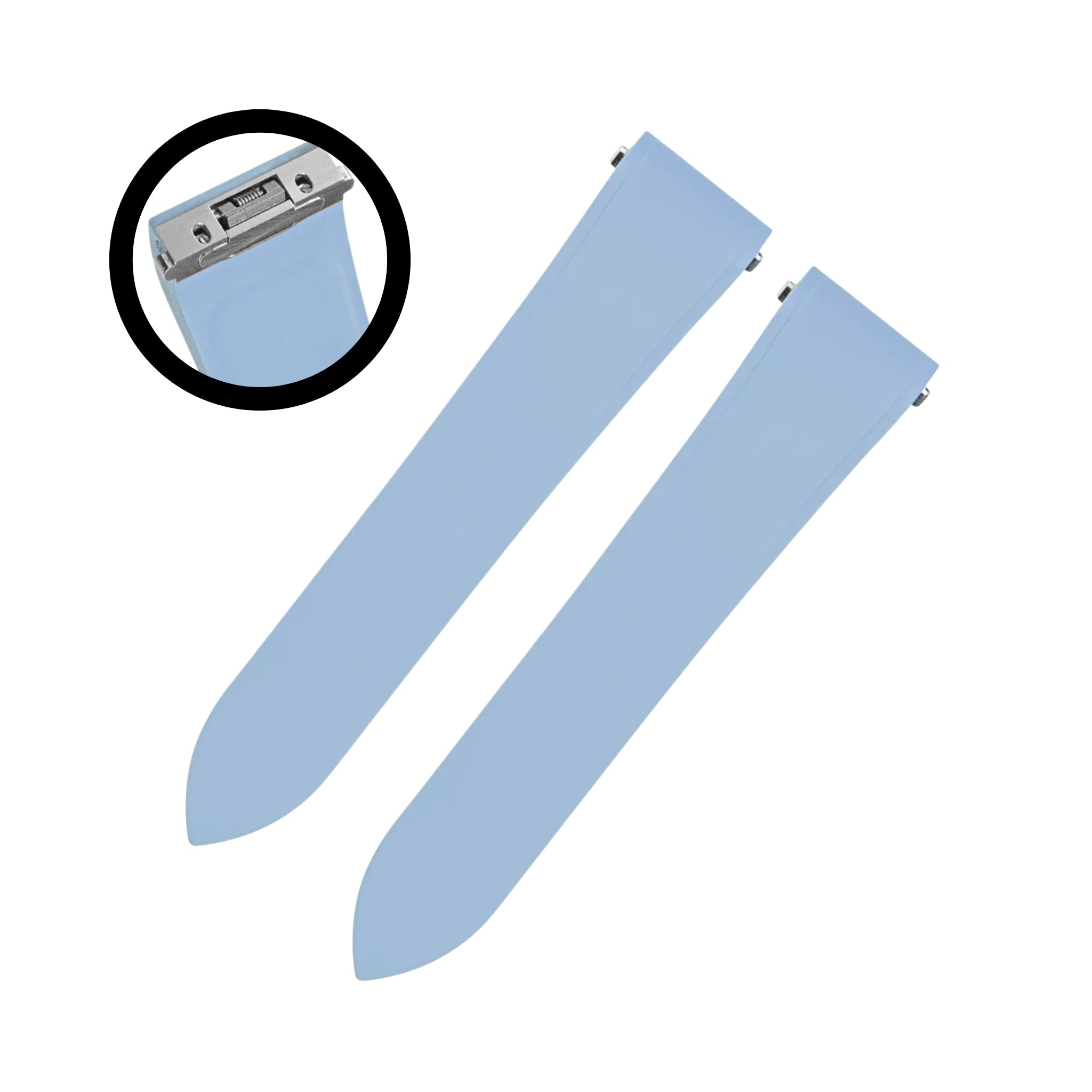 Kautschuk Armband für Santos de Cartier Medium/Large – Hell Blau – Quick Switch/Release - Helvetus DE