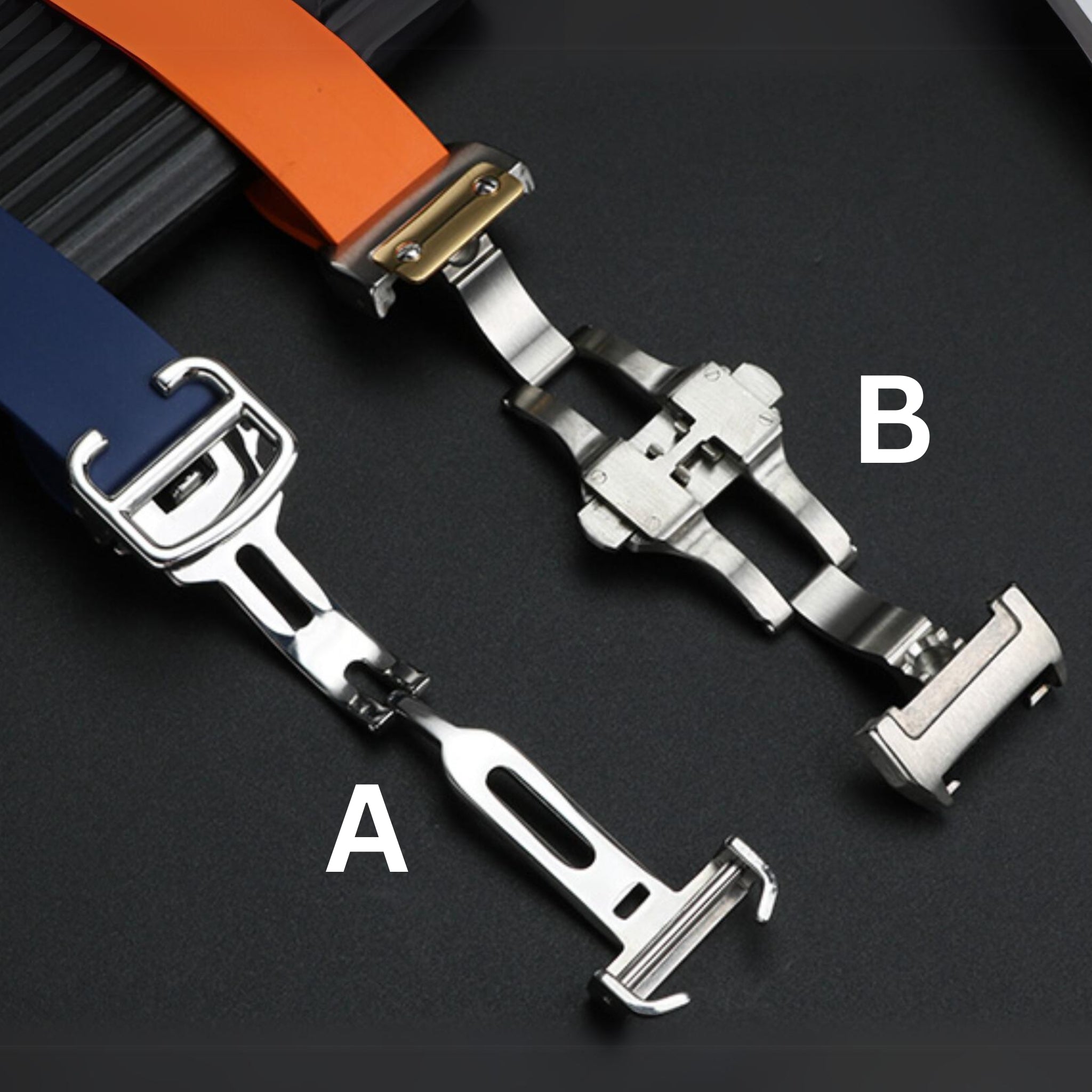 Kautschuk Armband für Santos de Cartier Medium/Large – Orange – Quick Switch/Release - Helvetus DE