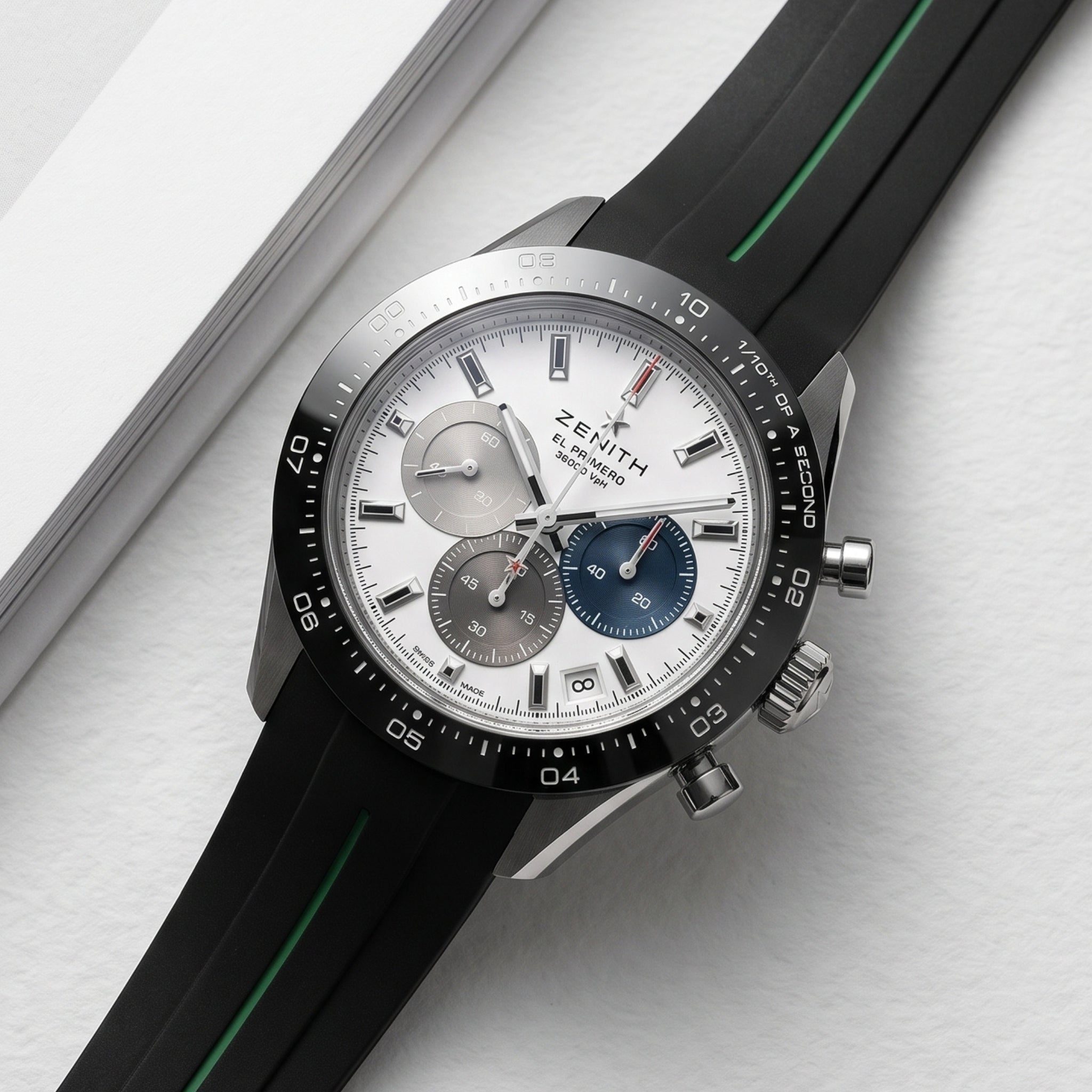 Kautschukarmband für alle Zenith Chronomaster Modelle – Schwarz/Grüner Line | LuxLine® - Helvetus