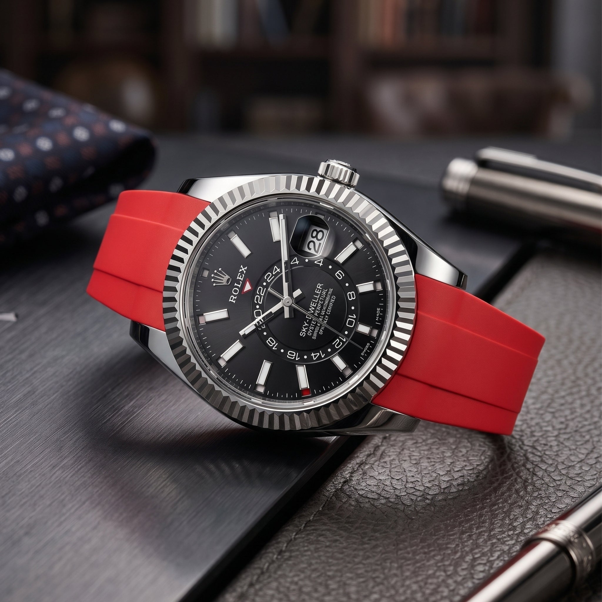 Kautschukarmband für Rolex Sky-Dweller – Rot - Helvetus