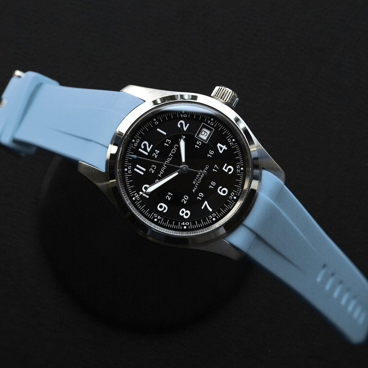 Kautschukarmband für Hamilton Khaki Field (38mm/40mm/42mm) - Babyblau - Helvetus DE