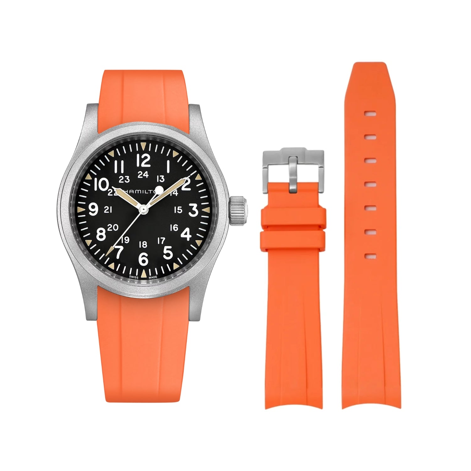 Kautschukarmband für Hamilton Khaki Field - Orange - Helvetus DE