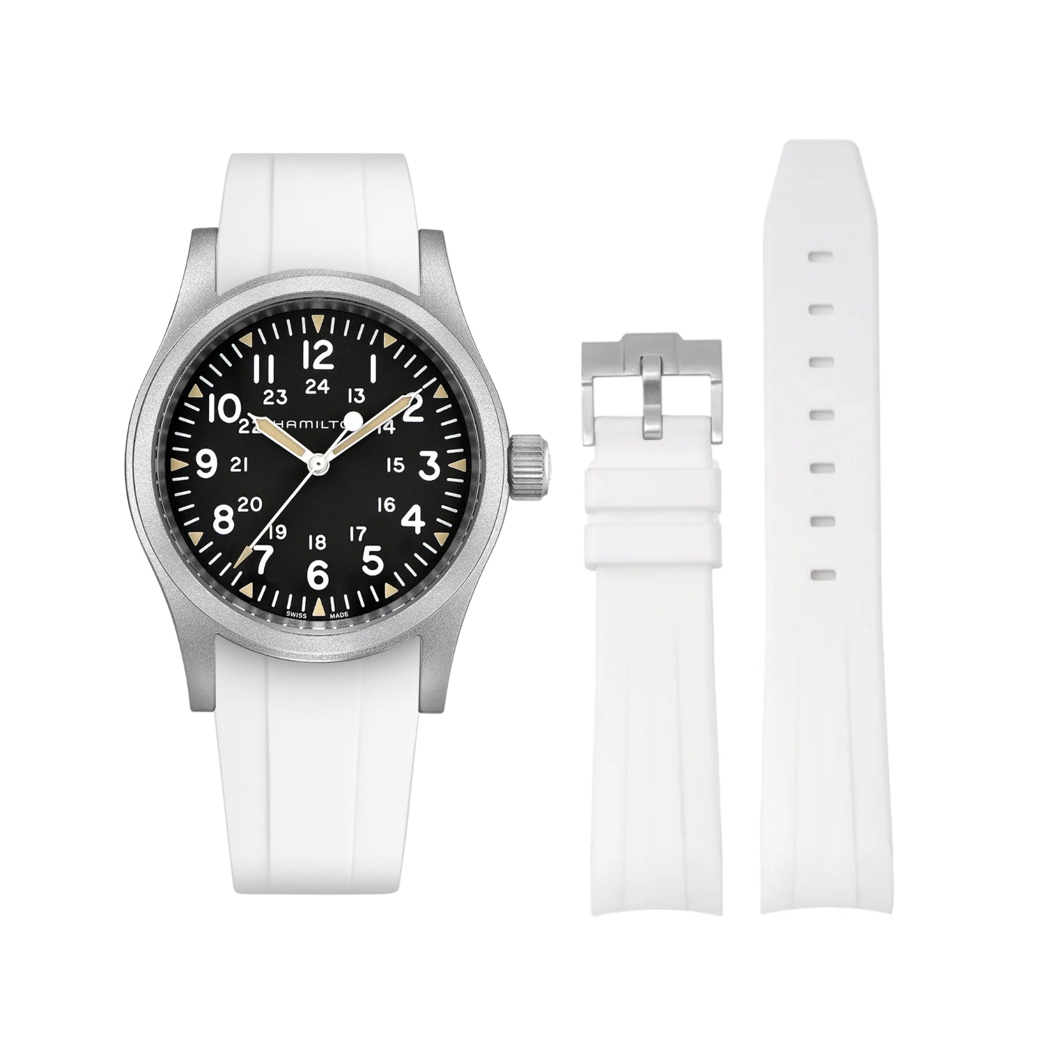 Kautschukarmband für Hamilton Khaki Field - Weiss - Helvetus DE