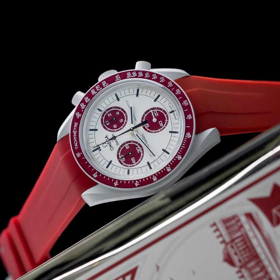 Kautschukarmband – Für Mission to Pluto | Omega X Swatch | MoonSwatch – Rot - Helvetus DE