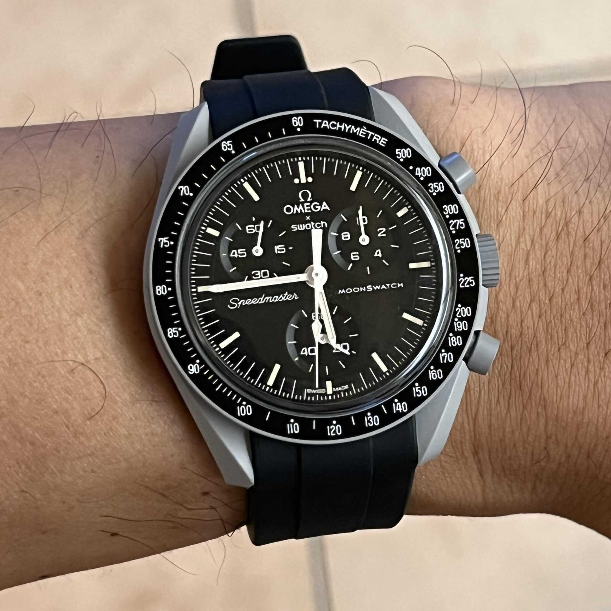 Kautschukarmband – Für Mission to the Moon | Omega X Swatch | MoonSwatch – Schwarz - Helvetus DE