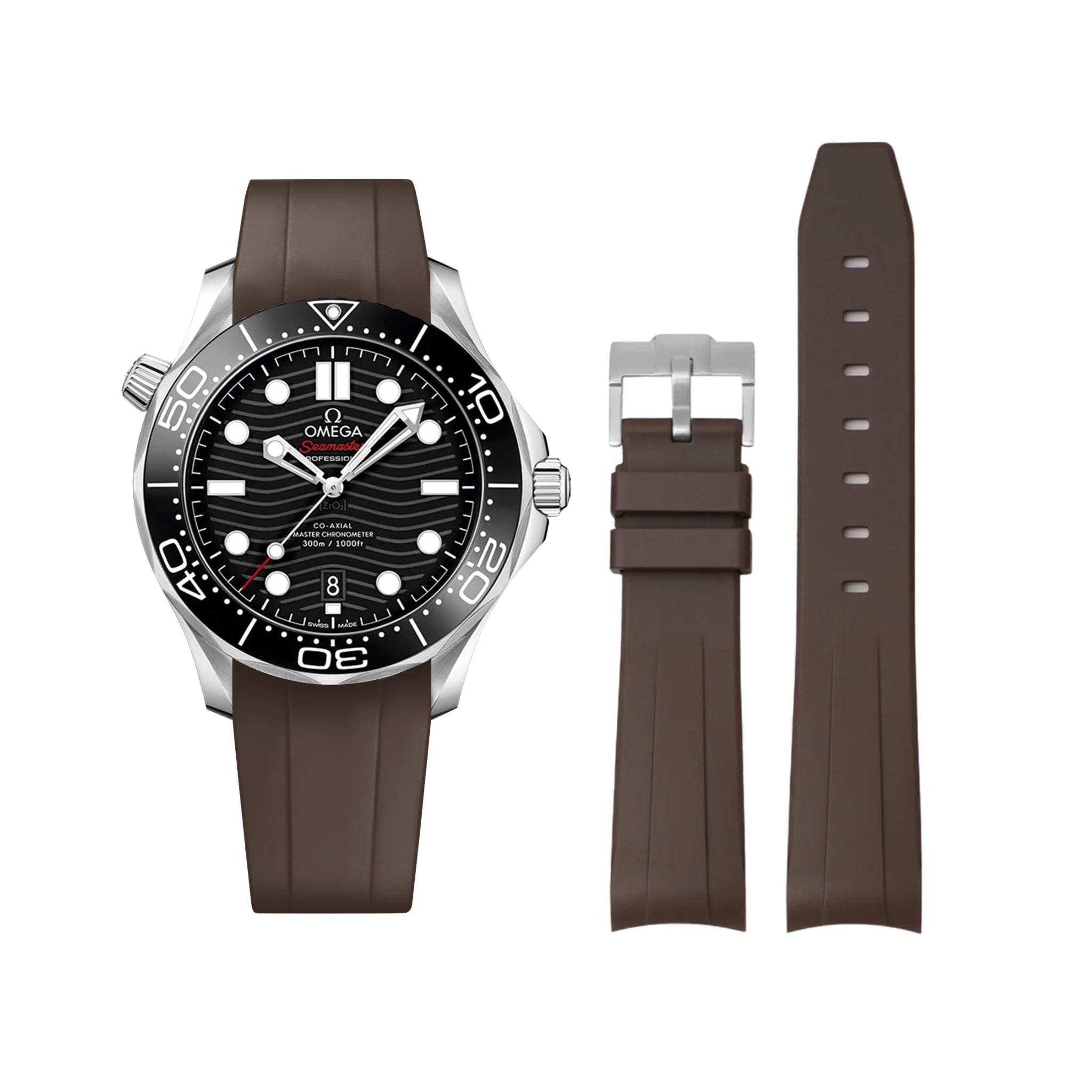 Kautschukarmband – Für Omega Seamaster 300 – Braun - Helvetus DE