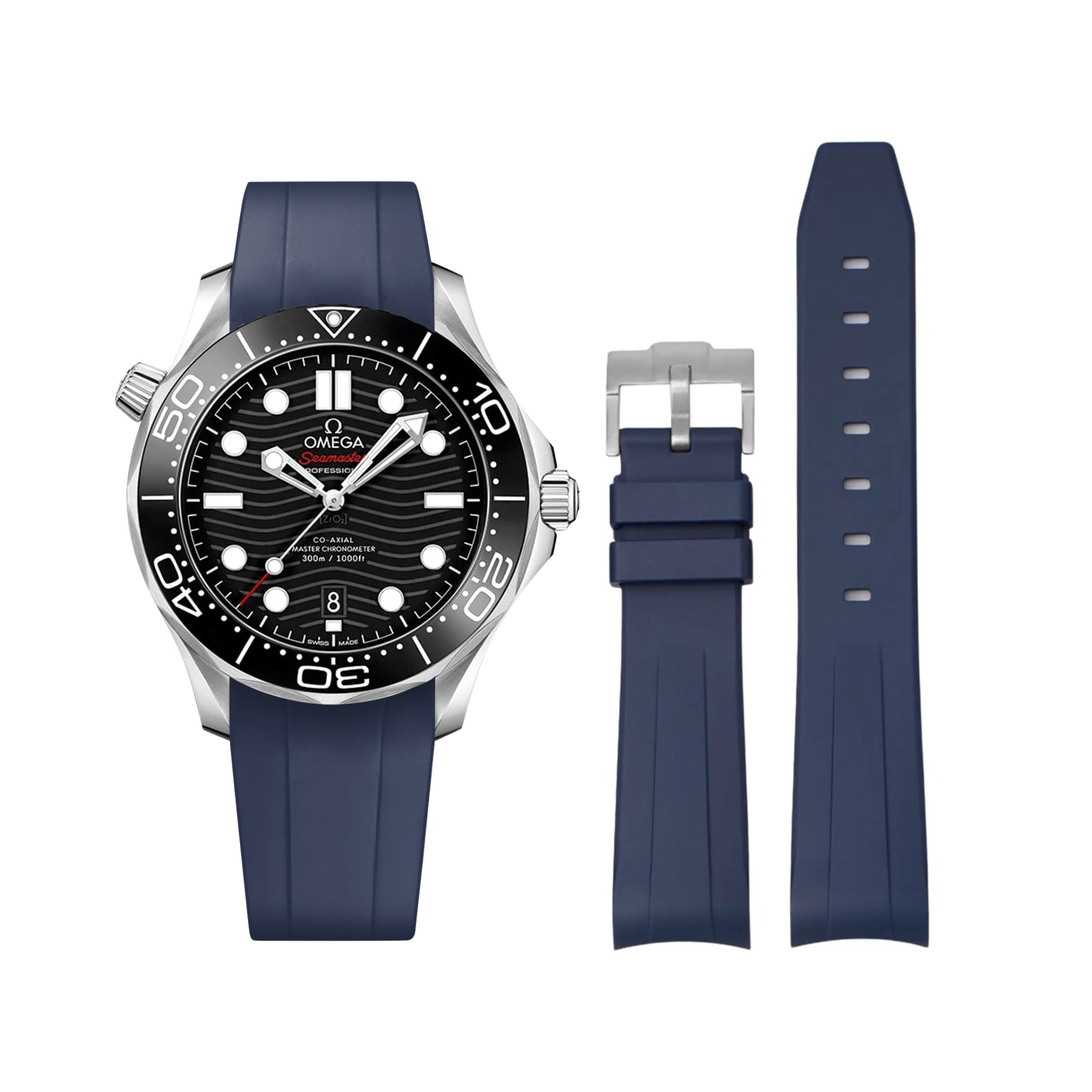 Kautschukarmband – Für Omega Seamaster 300 – dunkel Blau - Helvetus DE