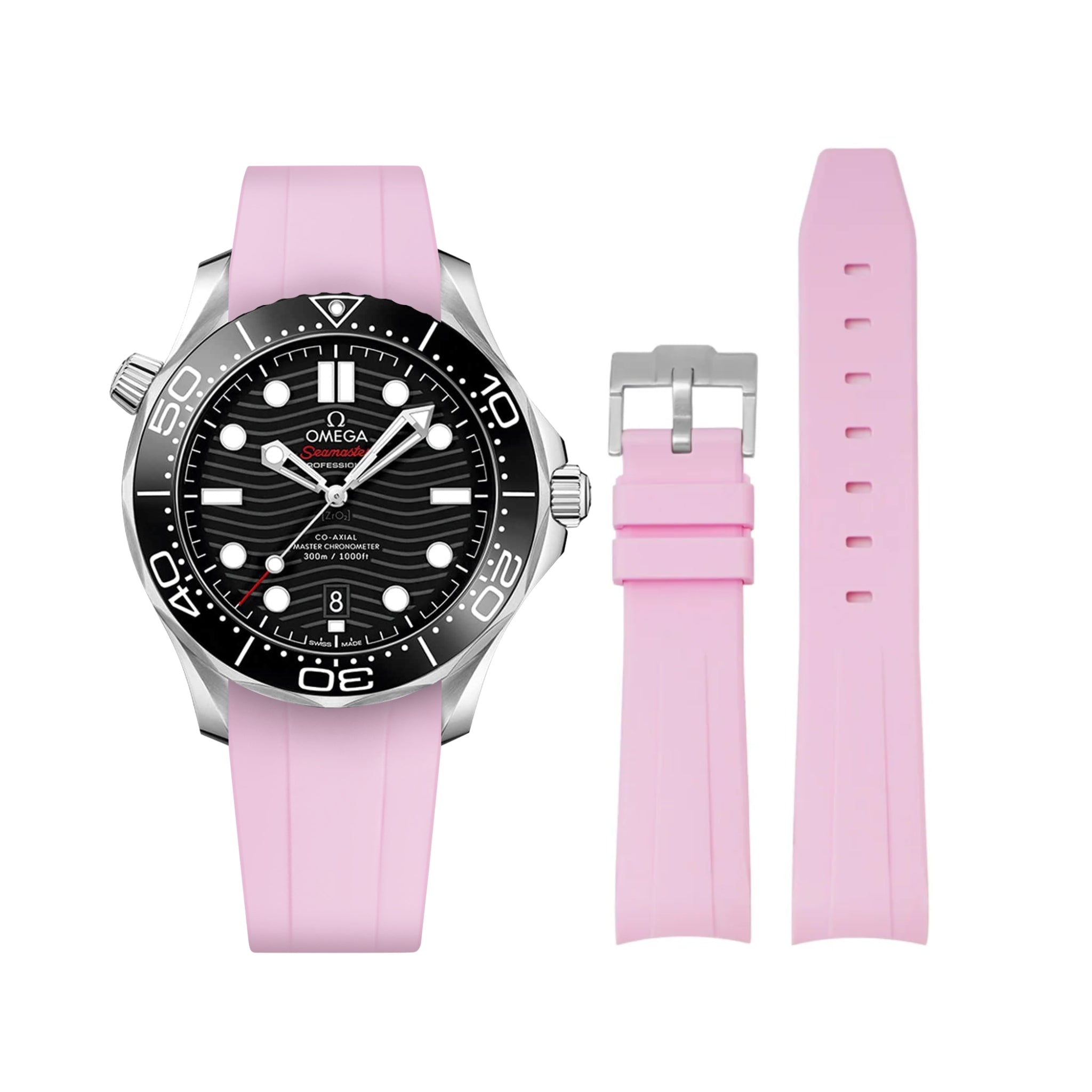 Kautschukarmband – Für Omega Seamaster 300 – Pink - Helvetus DE