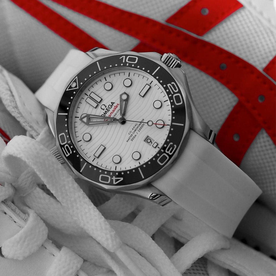 Kautschukarmband – Für Omega Seamaster 300 – Weiss - Helvetus DE